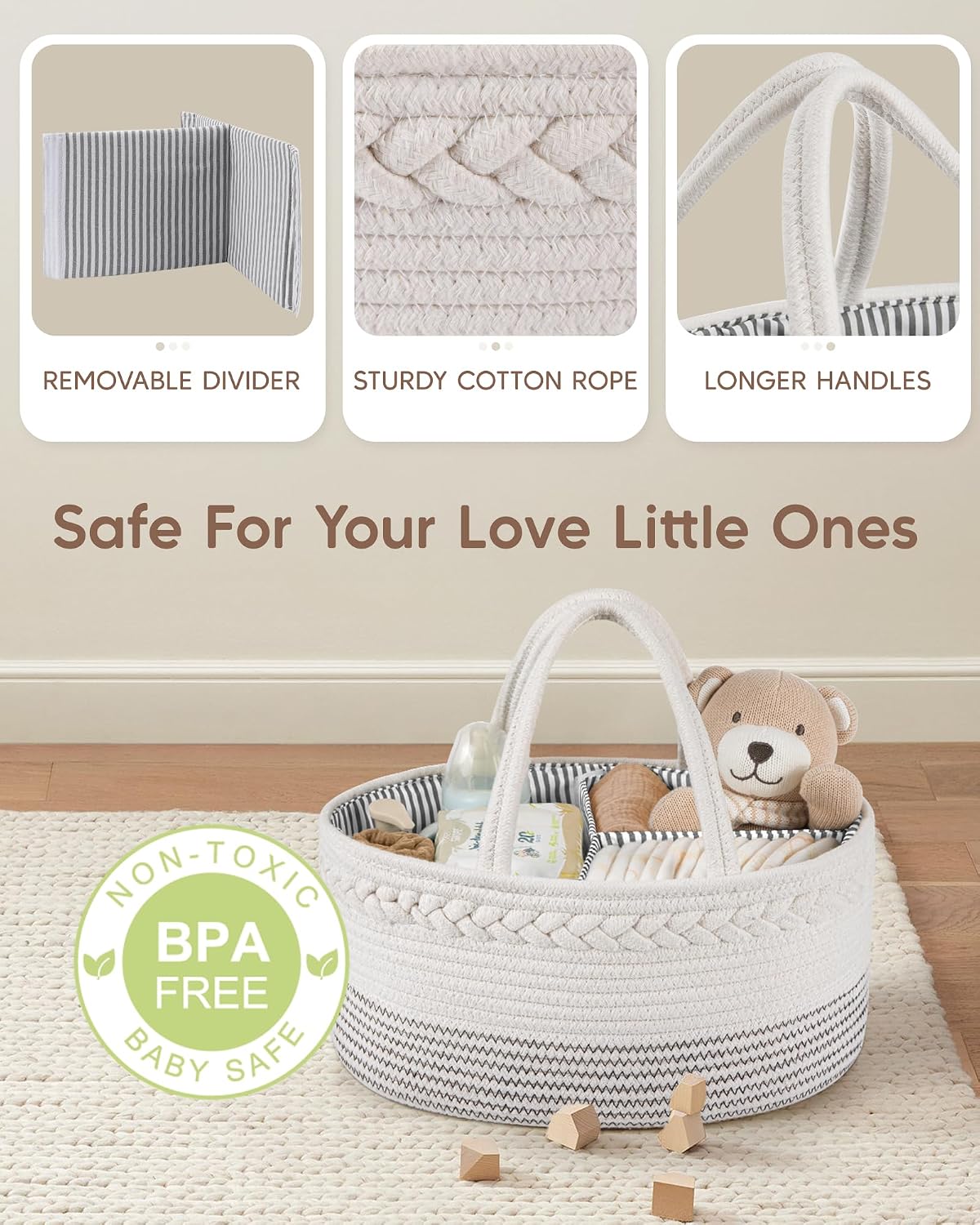 Baby Diaper Caddy Organizer / Large / Off White