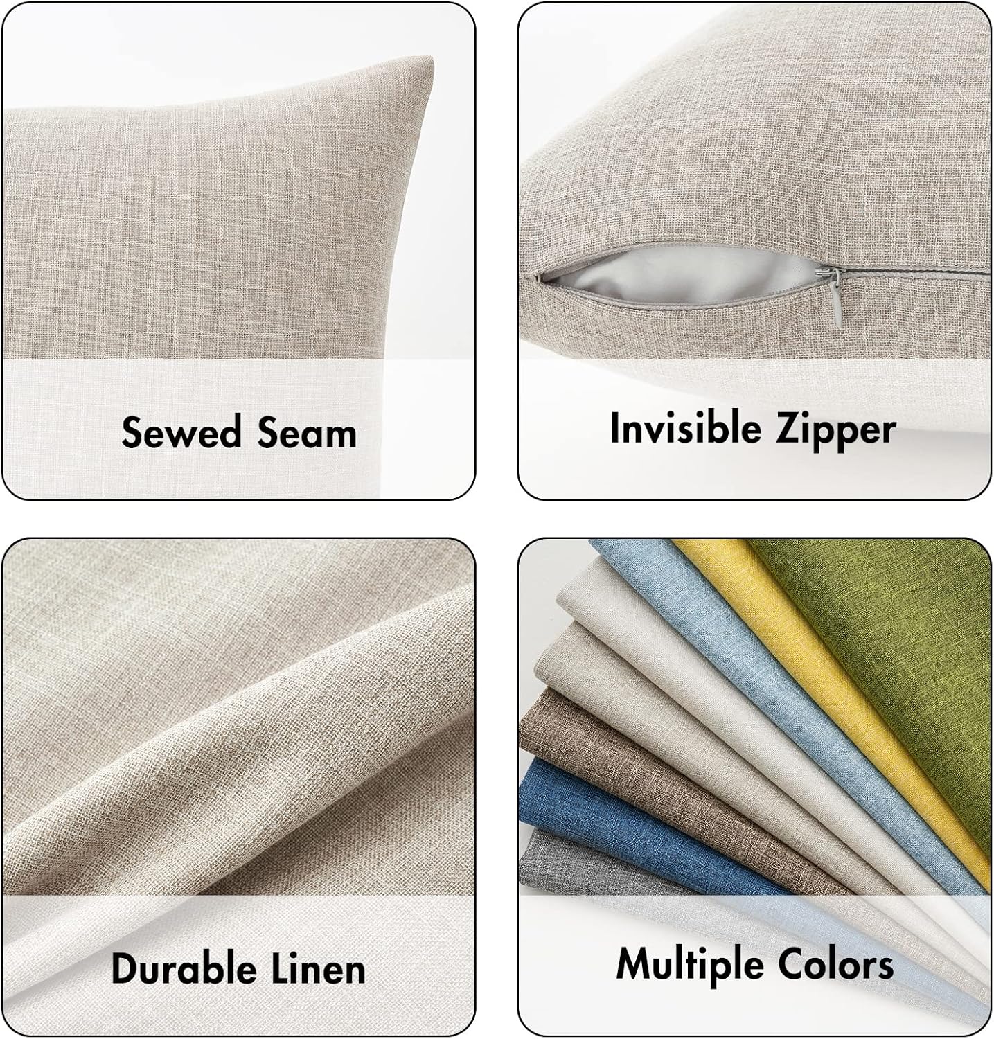 Decorative Linen Burlap Textured Pillow Covers Farmhouse Boho Accent / 18 x 18 / Taupe / Set of 2