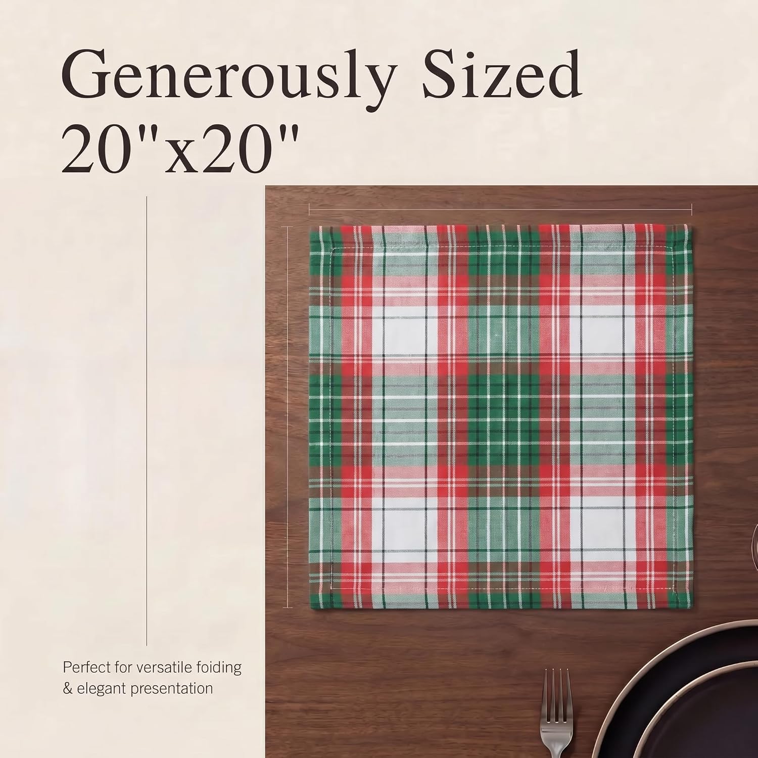 Urban Villa Cloth Napkins Cotton 20x20 (Set of 12) Christ Check