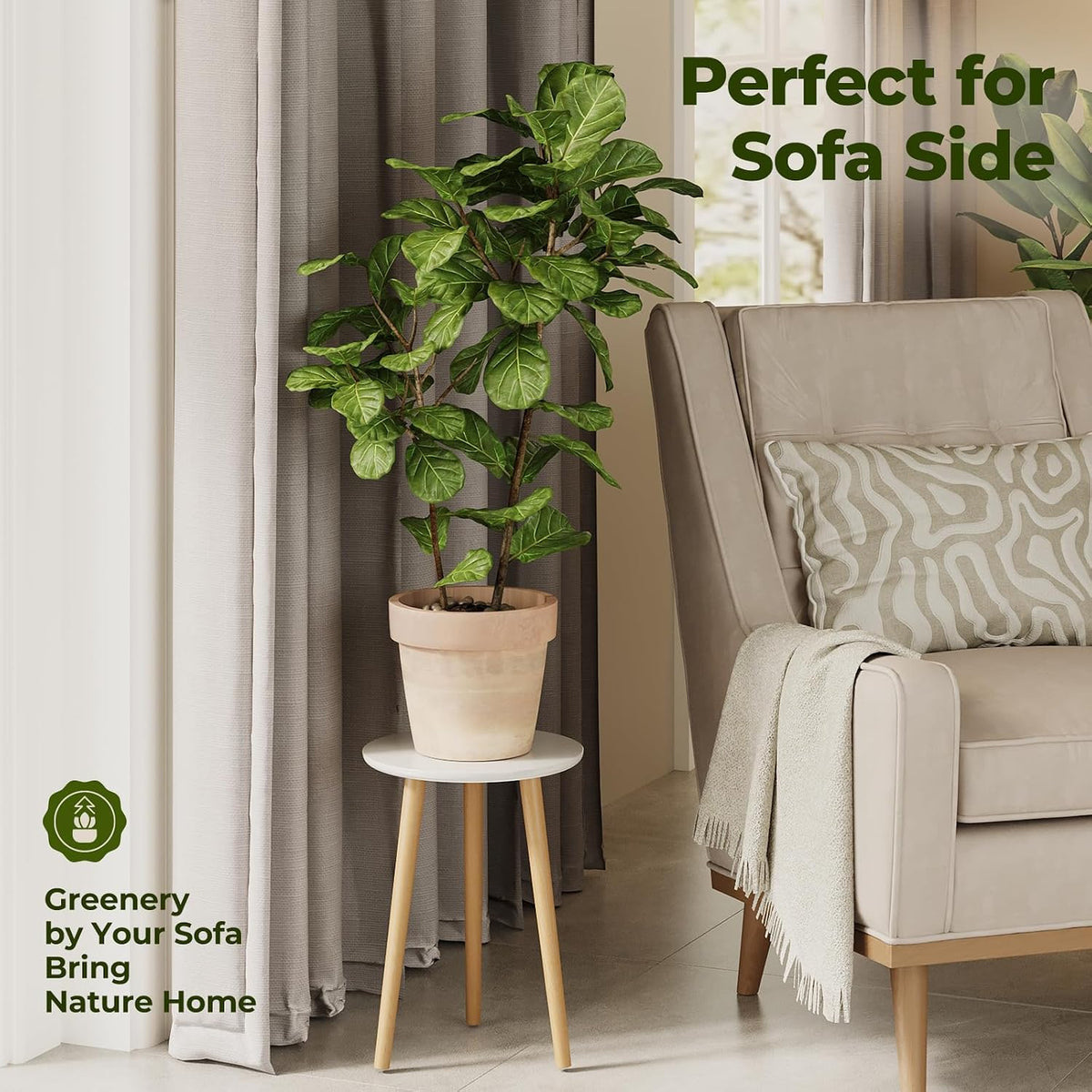 Bamworld Tall Plant Stand Indoor Wood Plant Table | Flower Stand for Large Plants Single Plant Stool for Bedroom Living
