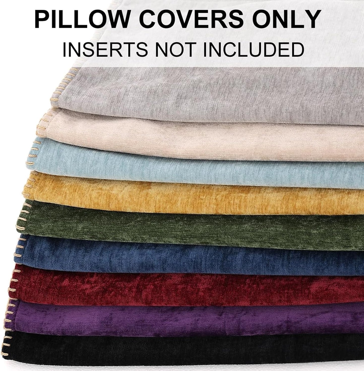 Fall Chenille Soft Throw Pillow Covers / Ultimate Gray / 18 x 18 / Set of 2