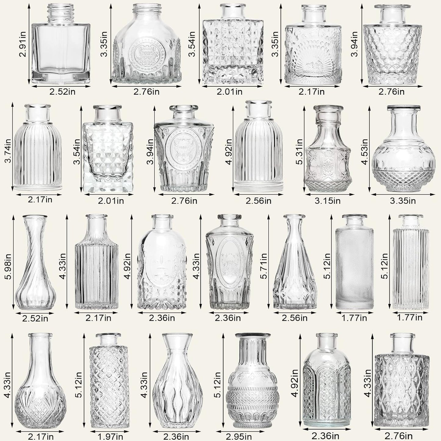 Glass Bud Vase Pcs / Clear / Set of 60
