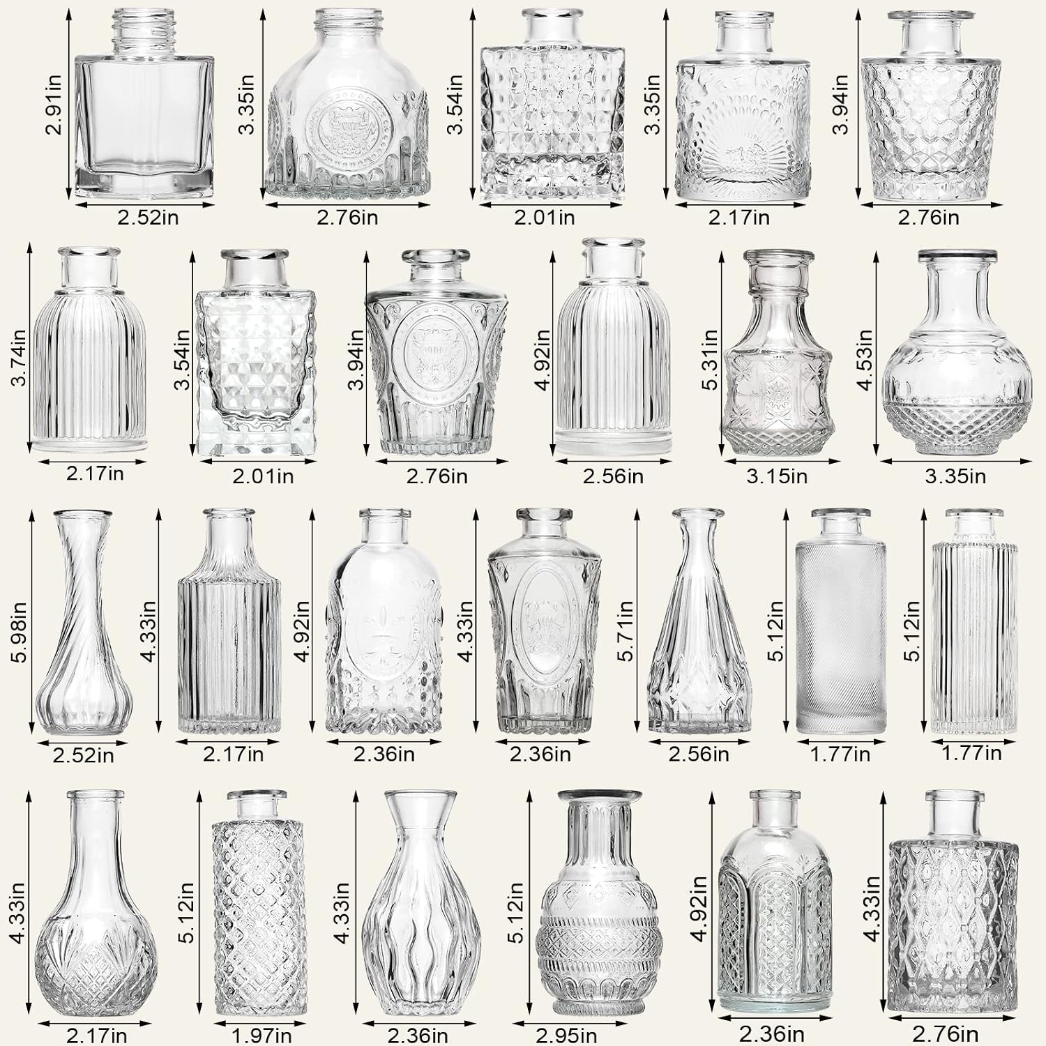 Glass Bud Vase Pcs / Clear / Set of 60