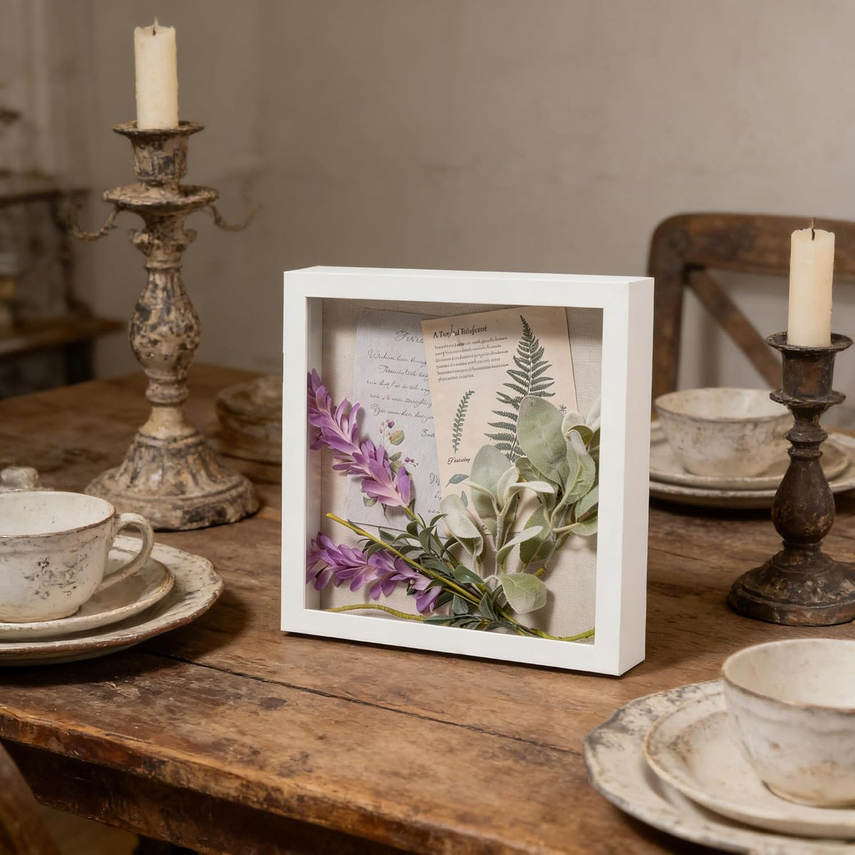 12x12 Shadow Box Frame with Linen Back, Wood Glass Display Case for Medals, Photos, Memorabilia, Awards - Pins