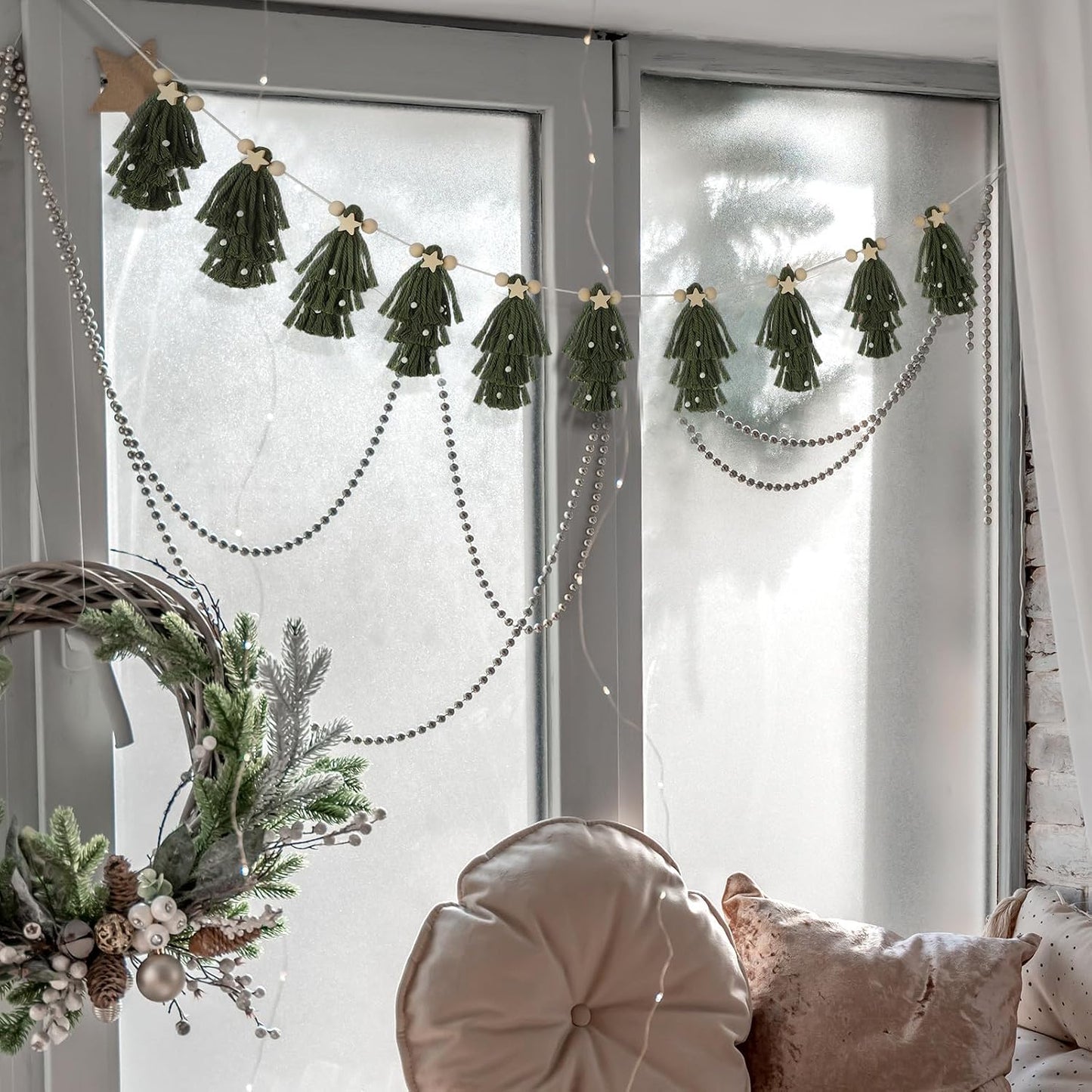 Boho Garland Vintage Tassel Garland / Green / Christmas / 60 Inch