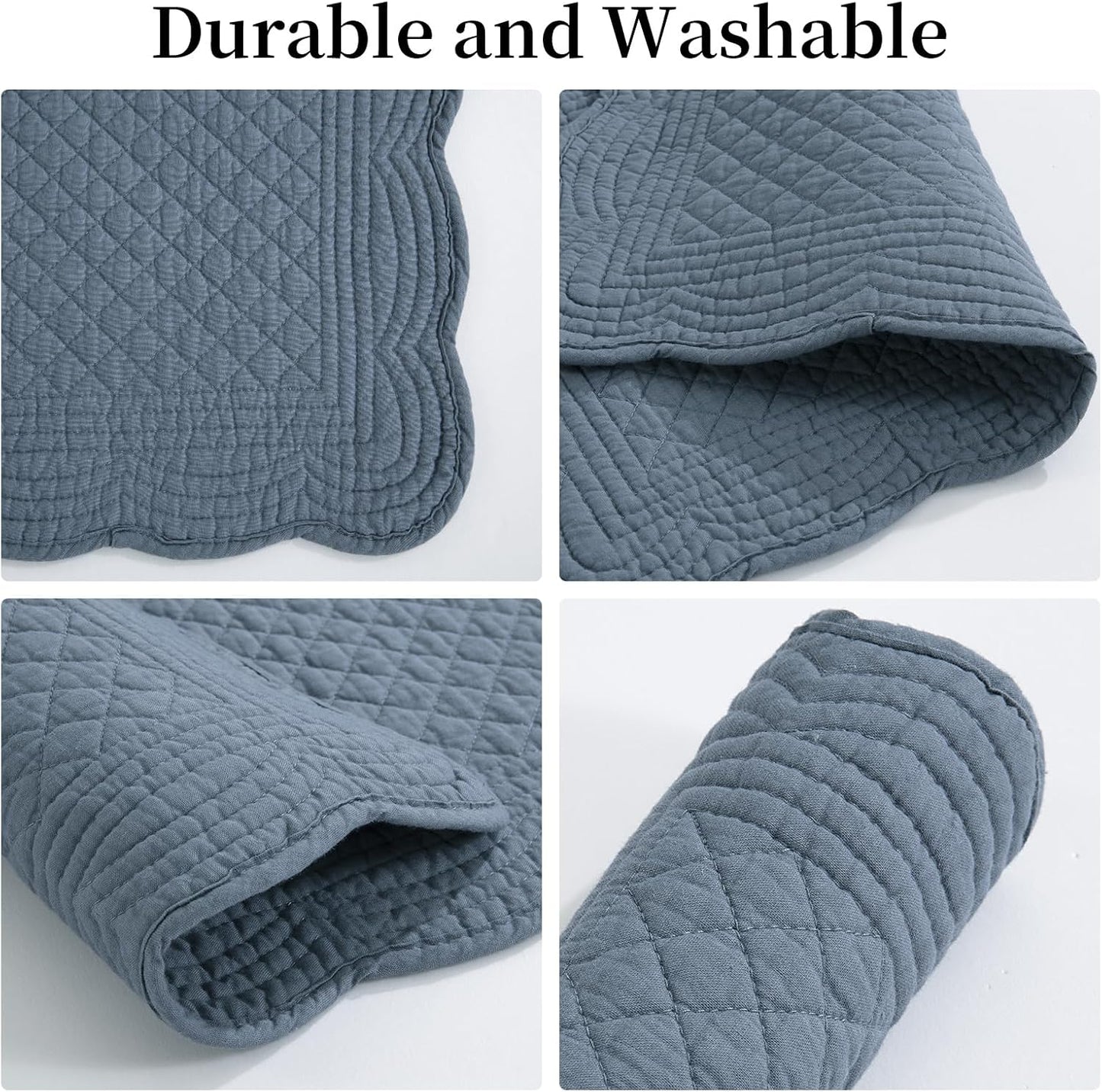 HOMBYS Quilted Placemats Set of 6 Washable-13x18 inches Rectangular Placemats for Kitchen Table-100% Cotton Fabric