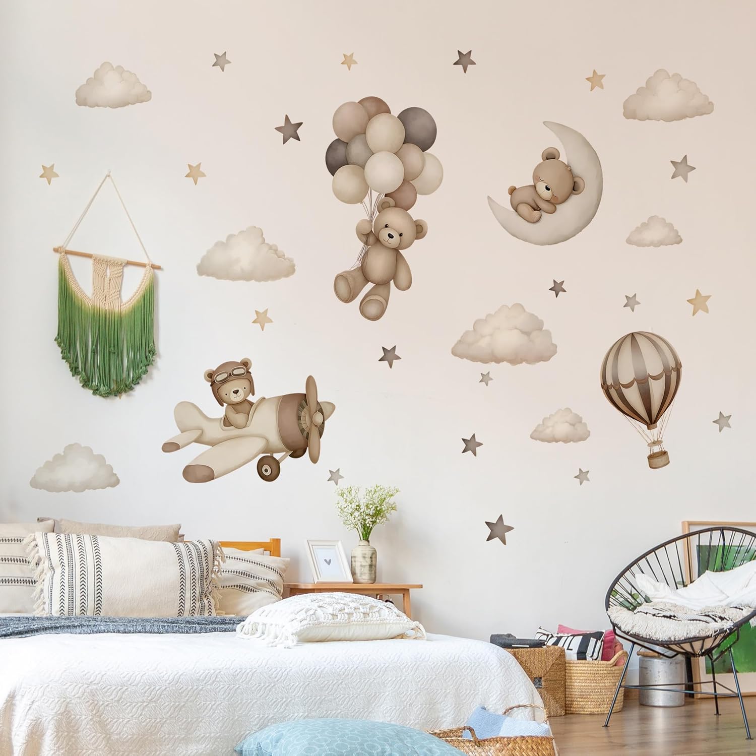 Teddy Bear Wall Decals / Coffee Brown Bear Wall Decal