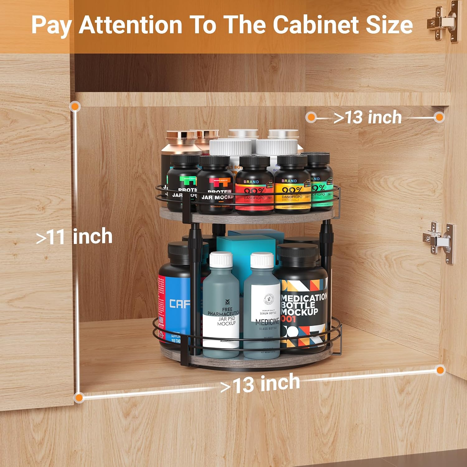 Across-Star Lazy-Susan-Organizer-Spice-Rack, Rotating Spice Organizer For Cabinet Pantry, Seasoning Holder Spice Shelf