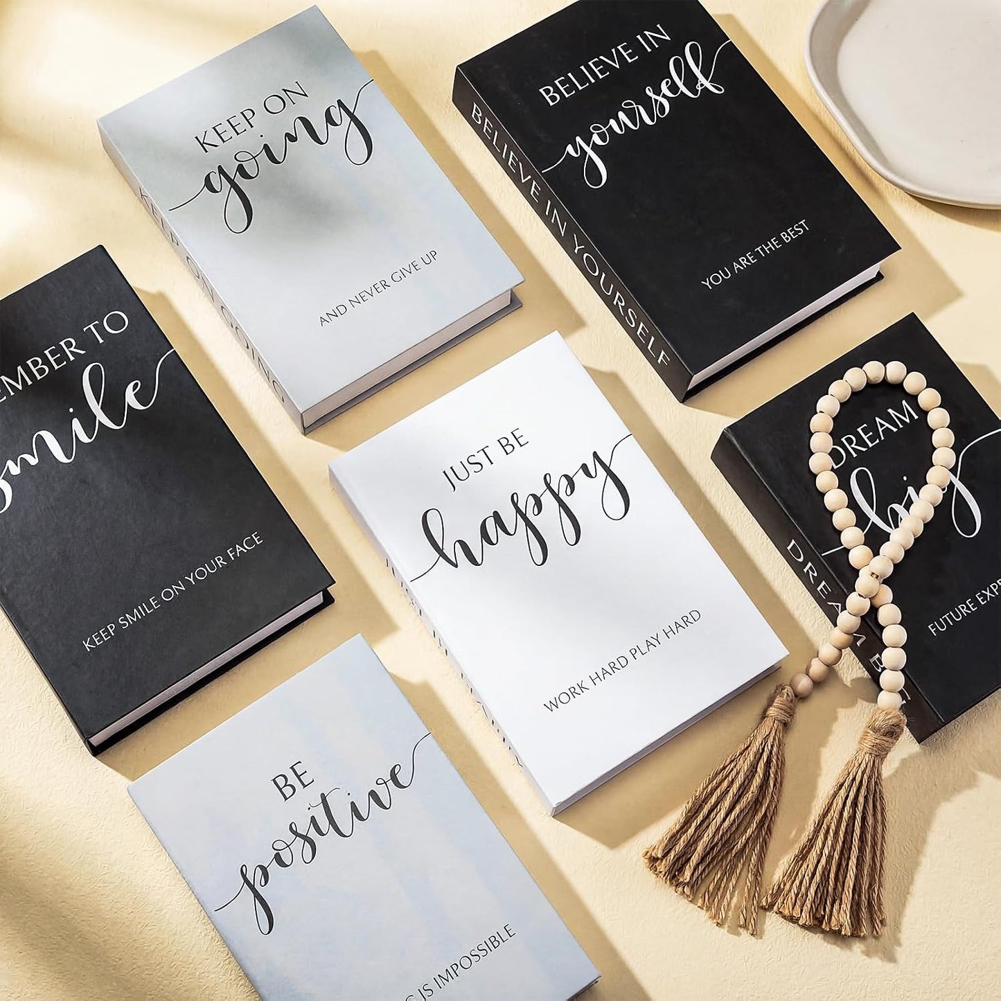 Wooden Beaded Garland Tassel / Motivational / Set of 6