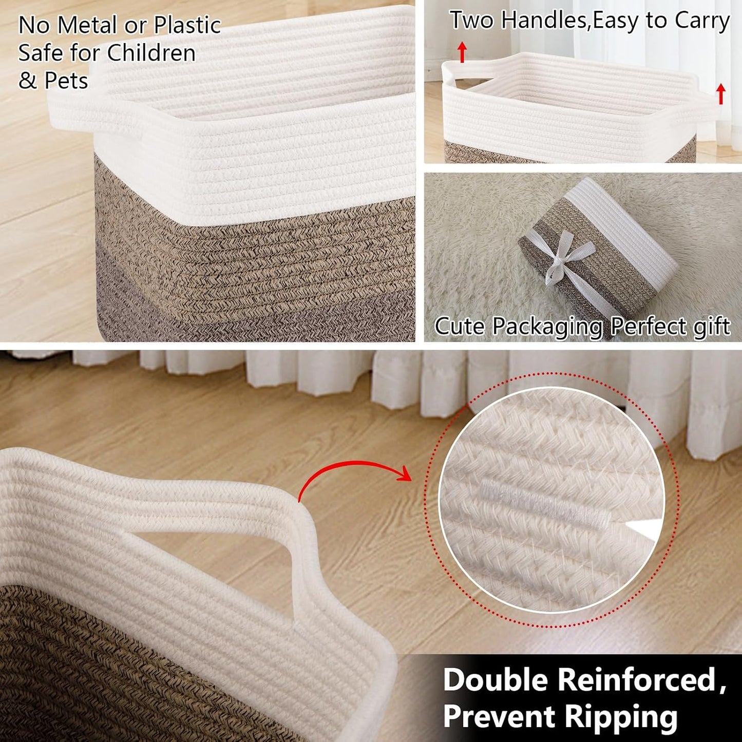 Woven Baskets for Storage / Gradient Dark Brown / 13 x 9.9 x 8.7 / Set of 3