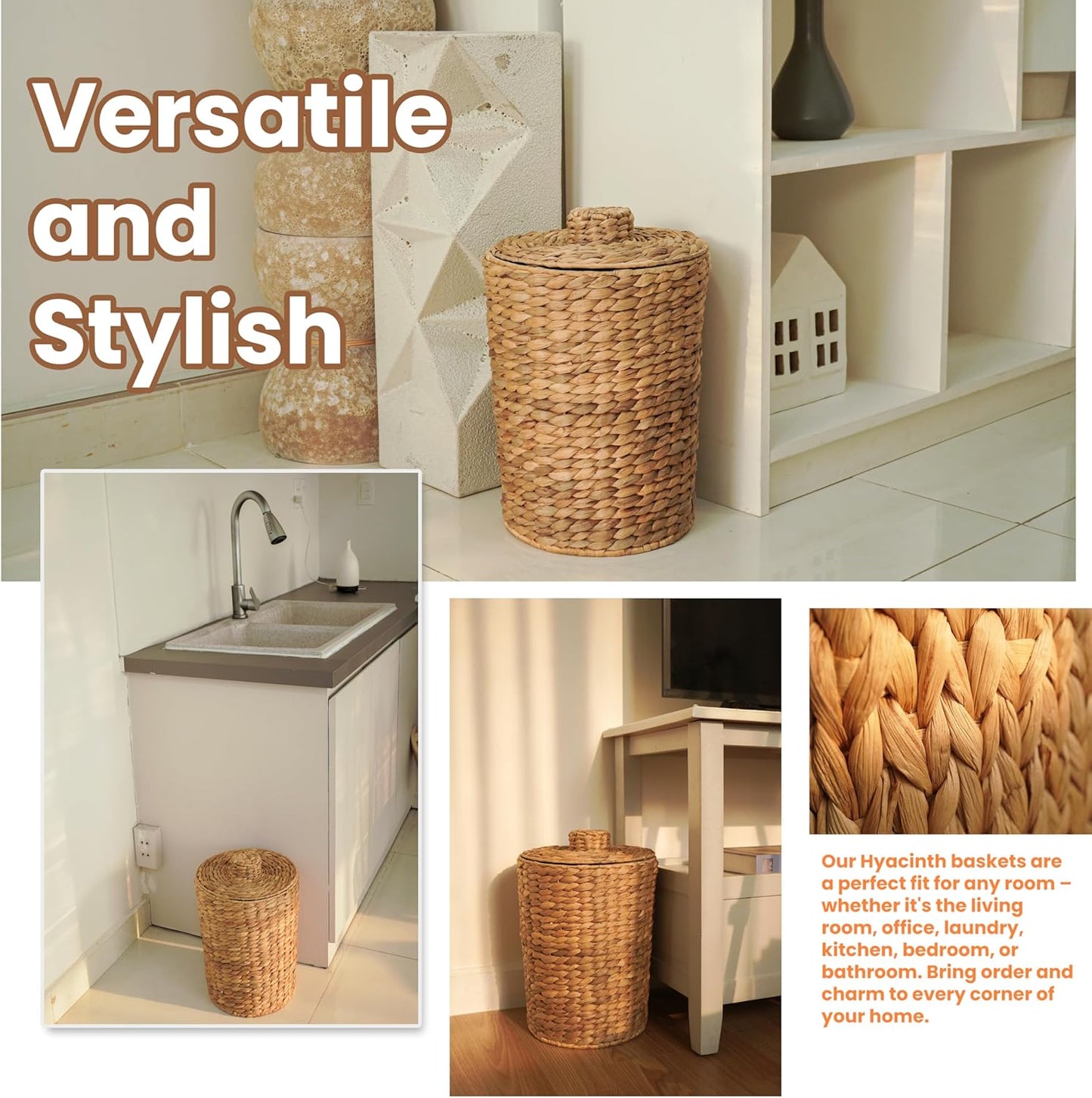 Wicker Waste Basket / Natural / 4 Gallons