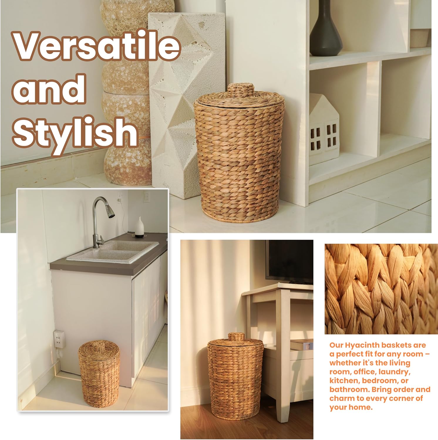 Wicker Waste Basket / Natural / 4 Gallons