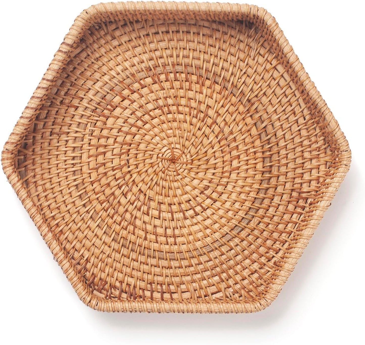 Hexagon Rattan Serving Tray / 8.7 x 8.7 x 1.8 / Natural