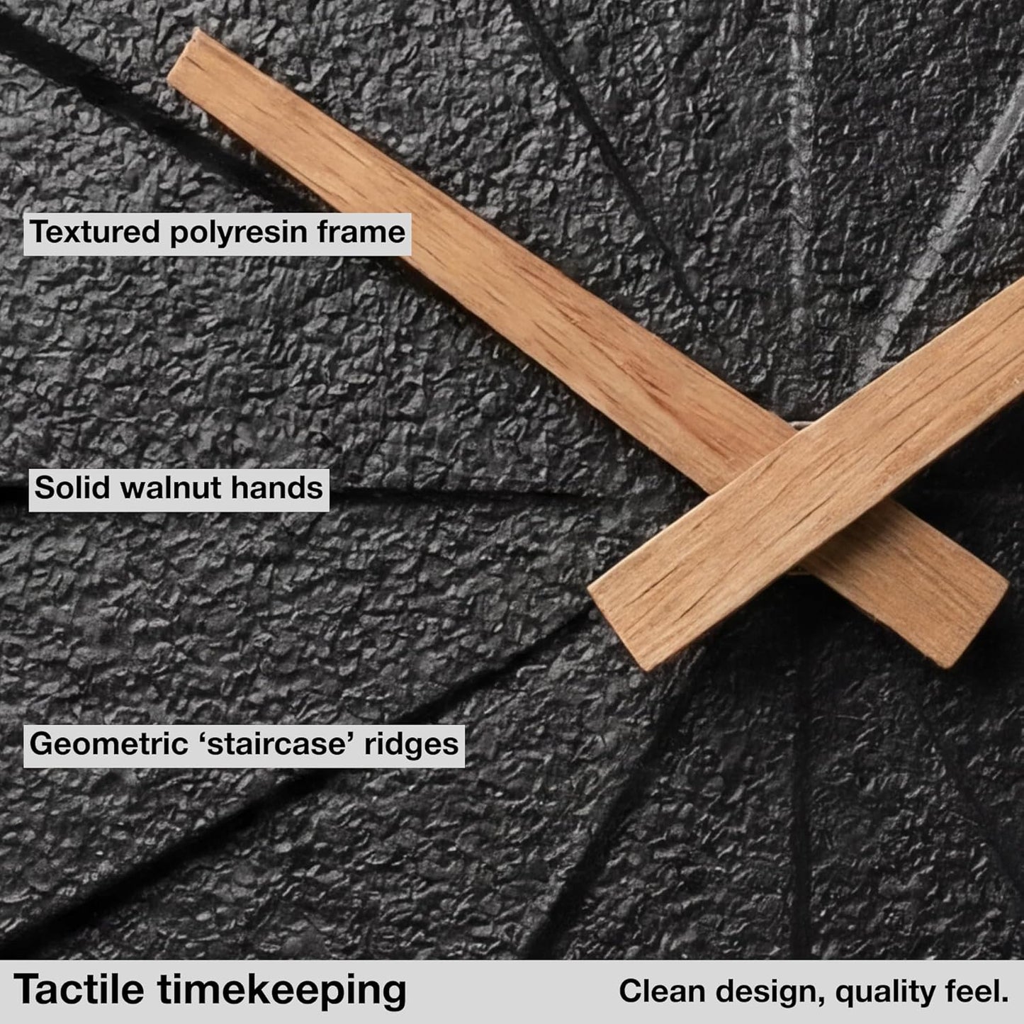 Driini Staircase Modern Wall Clock - Unique Frameless Concrete Design - Contemporary, Minimalist Decor; No Numbers