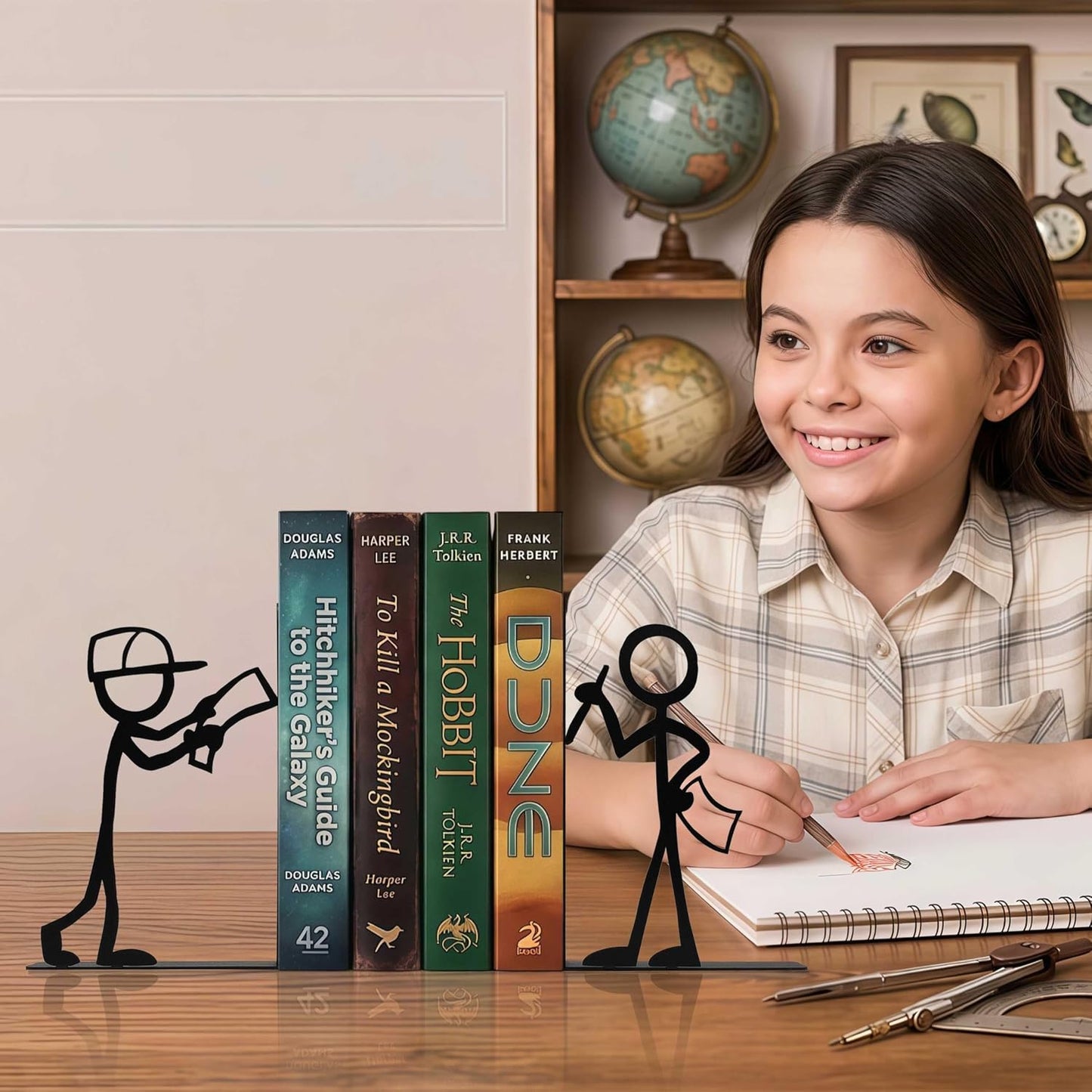 Metal Character Bookends / Reading / Black