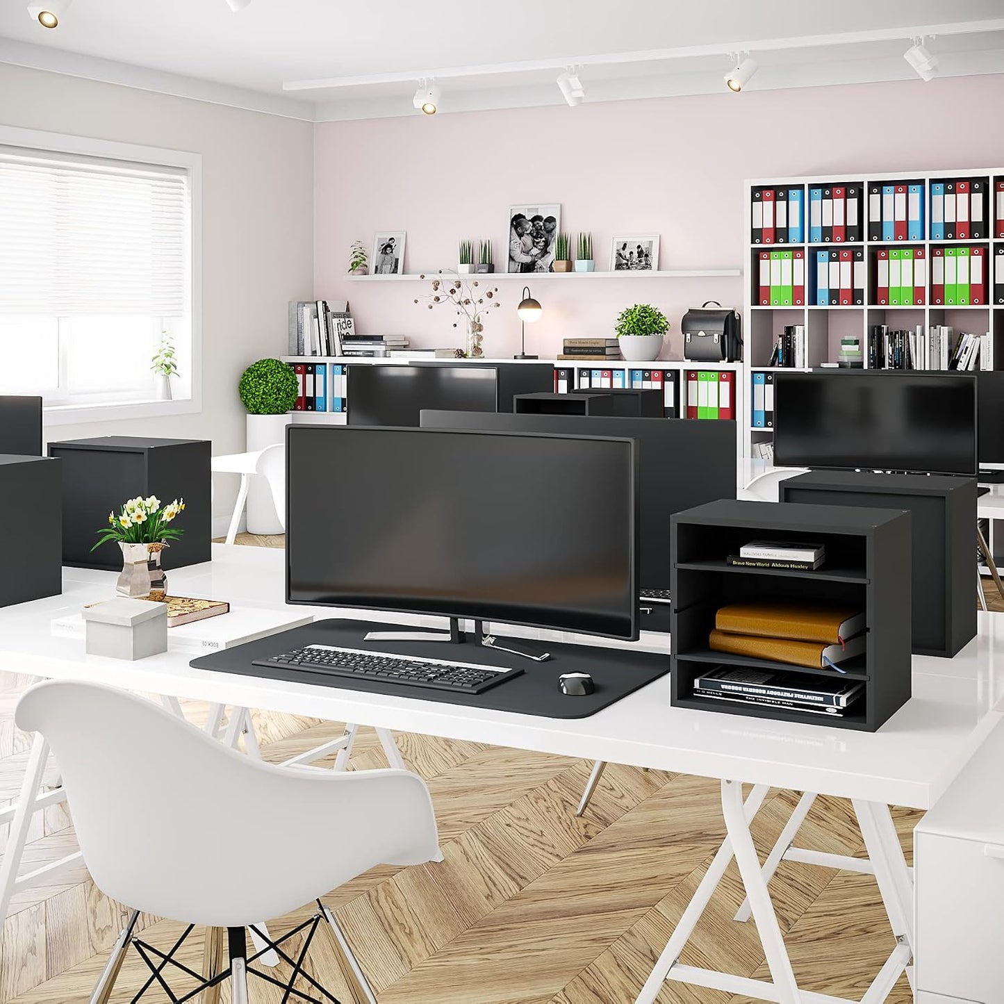 Ballucci 4-Tier Paper Organizer for Desk, Stackable Tray, Desk Storage Organizer Shelves, Stacking Letter Paper Tray