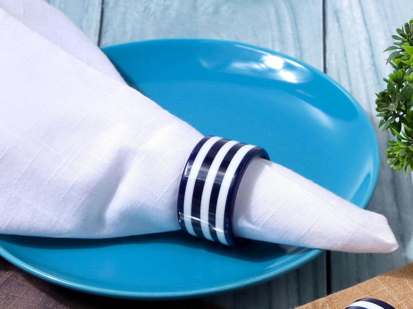 Navy Blue Epoxy Resin Napkin Rings Set of 12 | Premium epoxy resin, 2x2x1 in each, navy blue & white, weddings, holiday