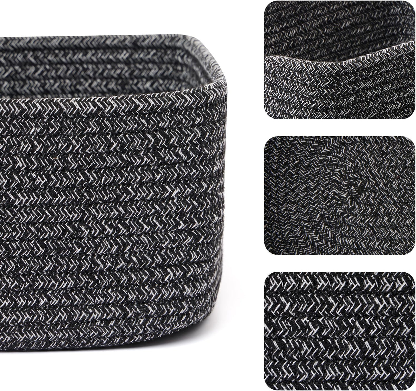 Woven Rope Baskets / L11.5xw7.5xh4.7 / Dark Gray / Set of 3