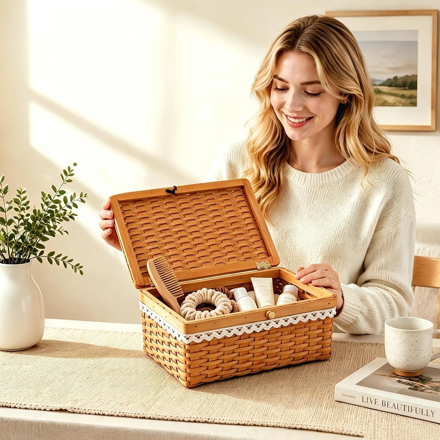 Storage Basket / Handwoven Rectangular Storage Organizer / Set of 2