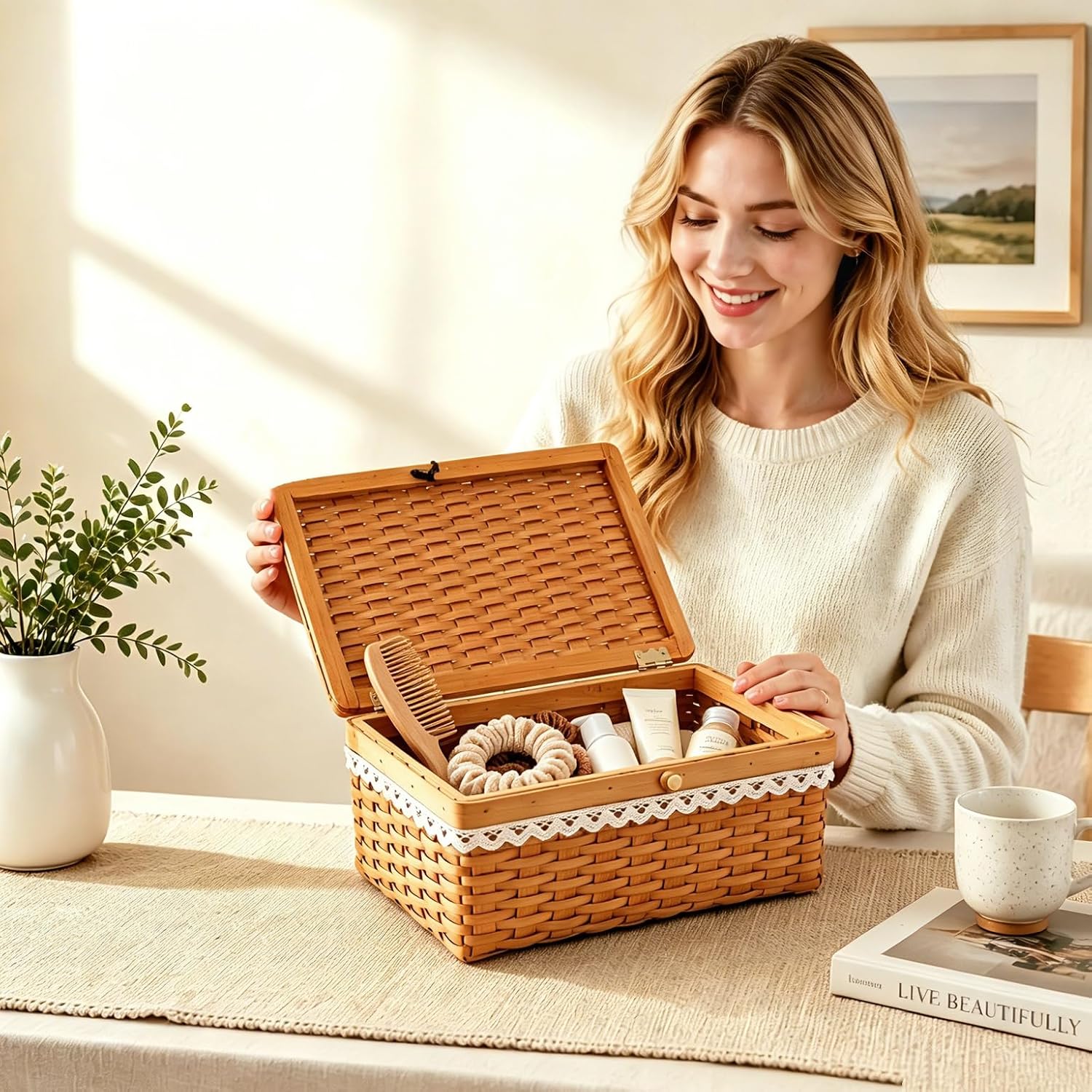 Storage Basket / Handwoven Rectangular Storage Organizer / Set of 2