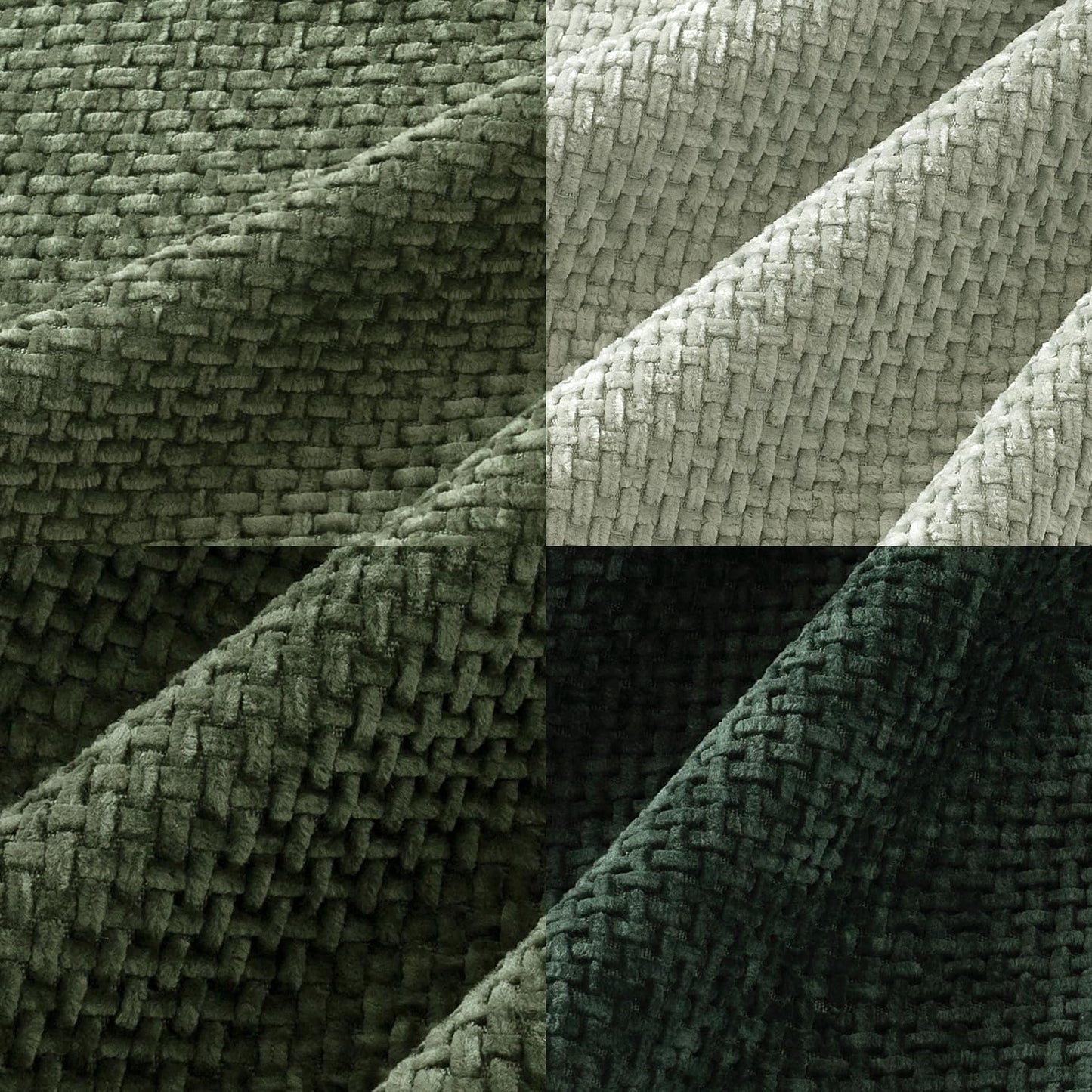 Couch Throw Pillow Covers Soft Decorative Chenille Pillow Covers / 18 x 18 / Green / Set of 4