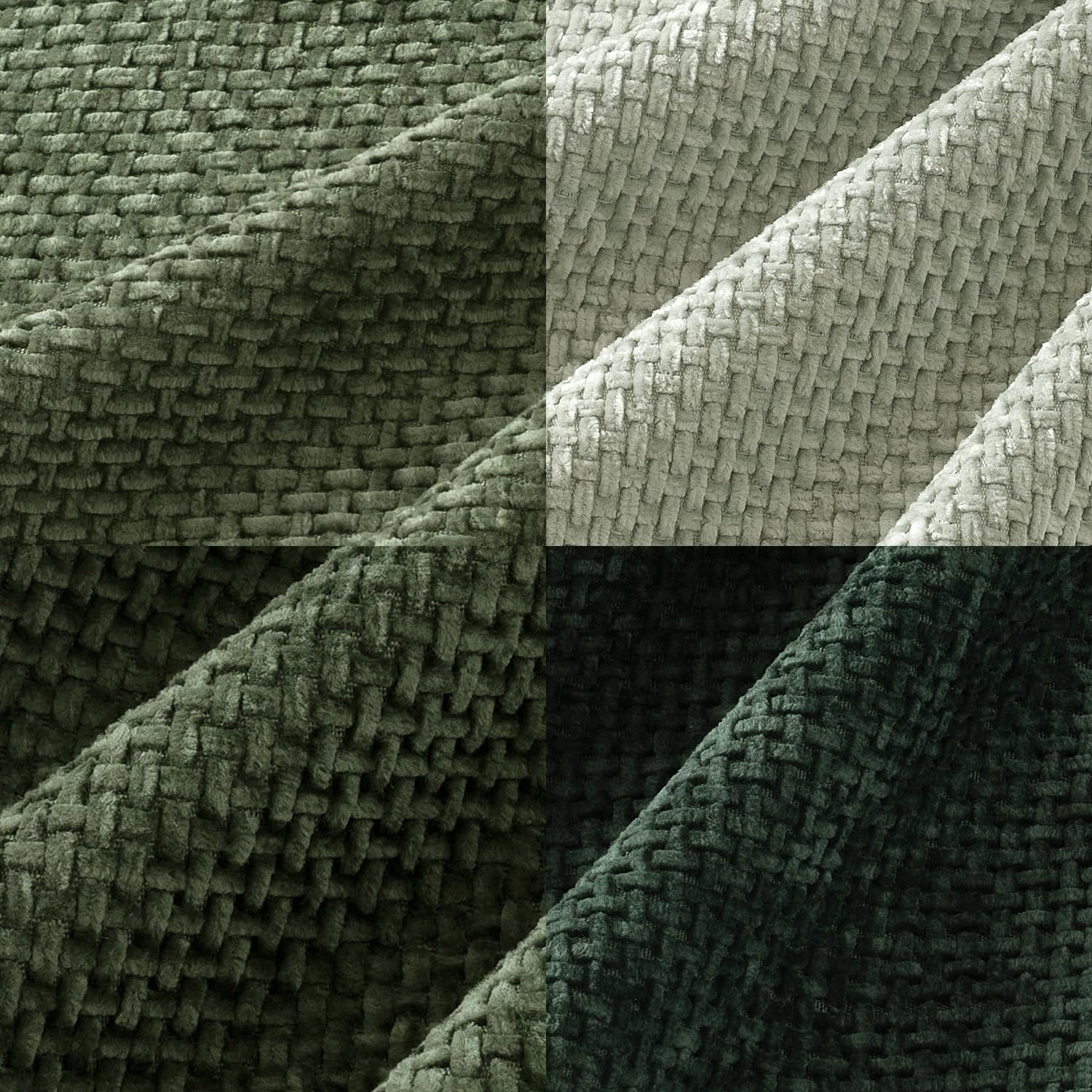 Couch Throw Pillow Covers Soft Decorative Chenille Pillow Covers / 18 x 18 / Green / Set of 4