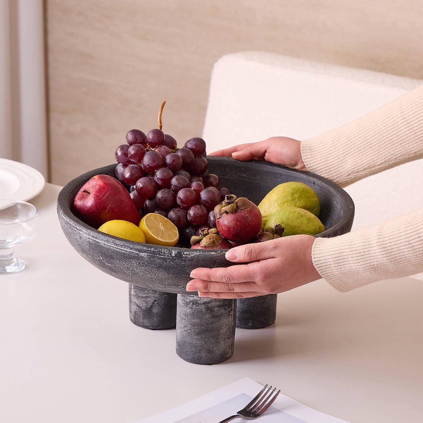 Ceramic Decorative Bowl / 14.5" Large Fruit Bowl