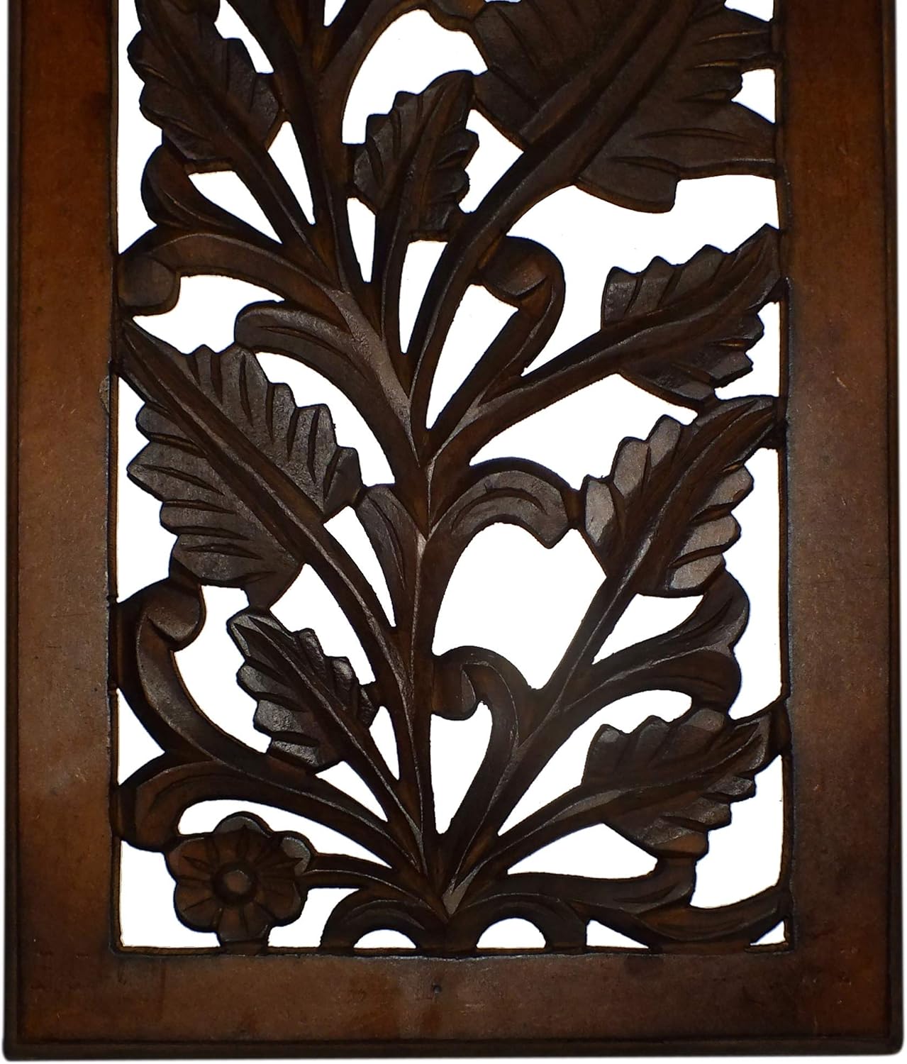 Benjara Hand Crafted Mango Wood Wall Panel / 12"L x 1"W / Brown