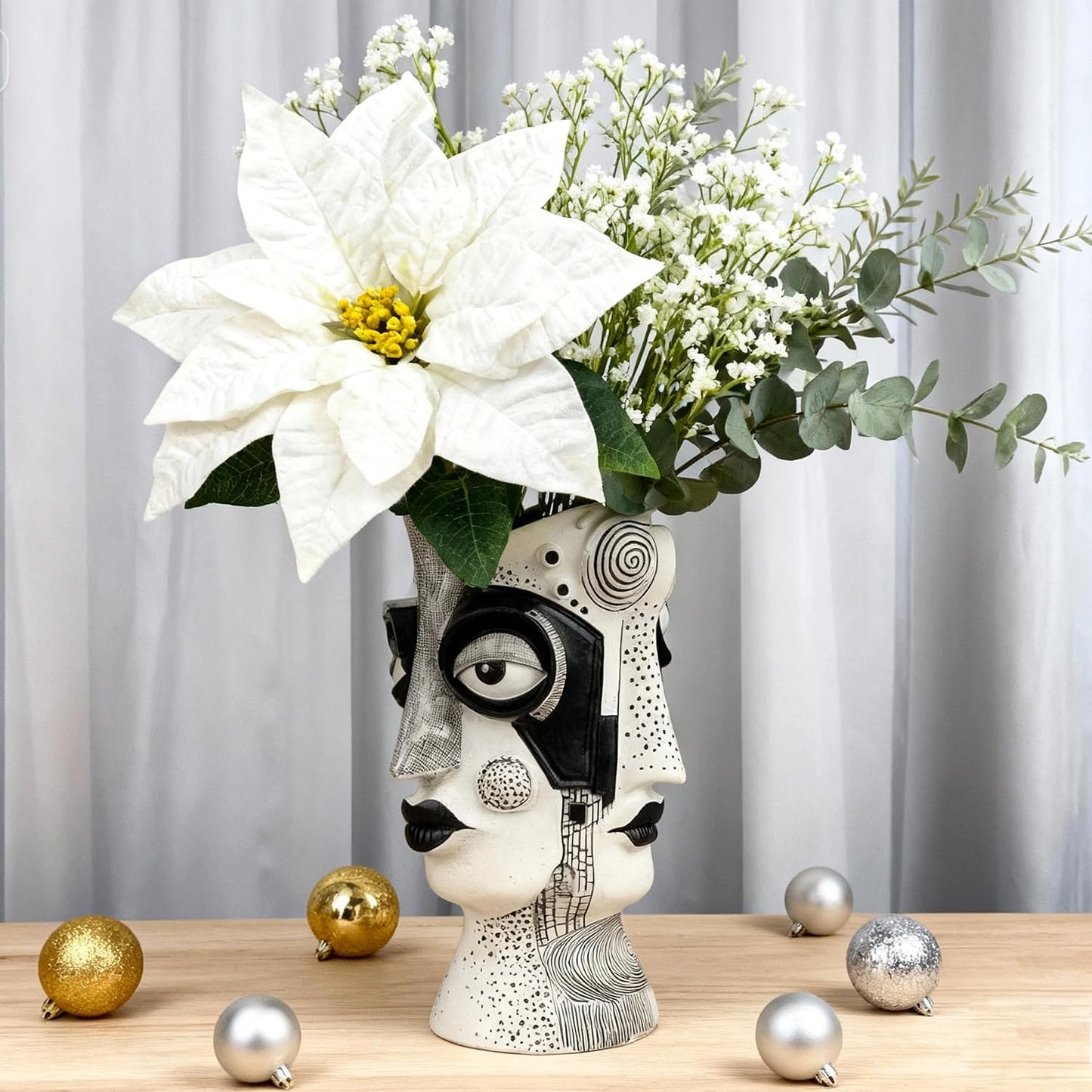 Boho Flower Vase / White and Black