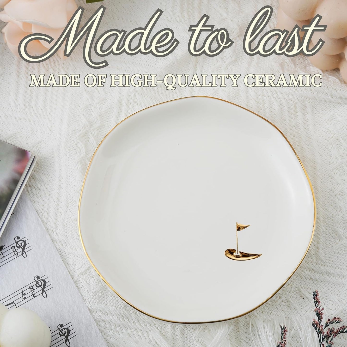 4.75" Handcrafted Ceramic Ring Dish / Gold