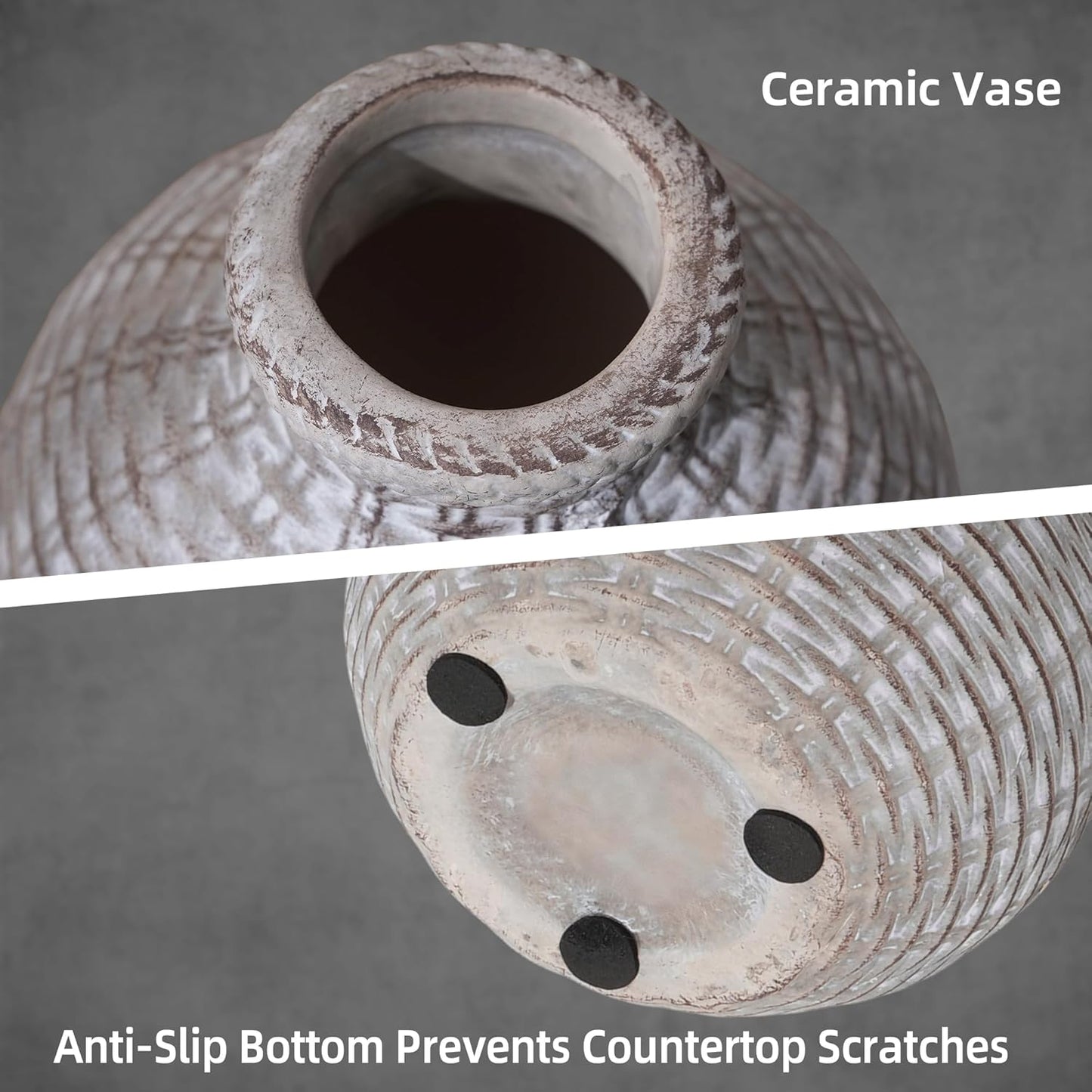 Flower Vase 6.5" Ceramic Vase Small Flower Vases Vases Rustic Vase Home Decor / White / Set of 2