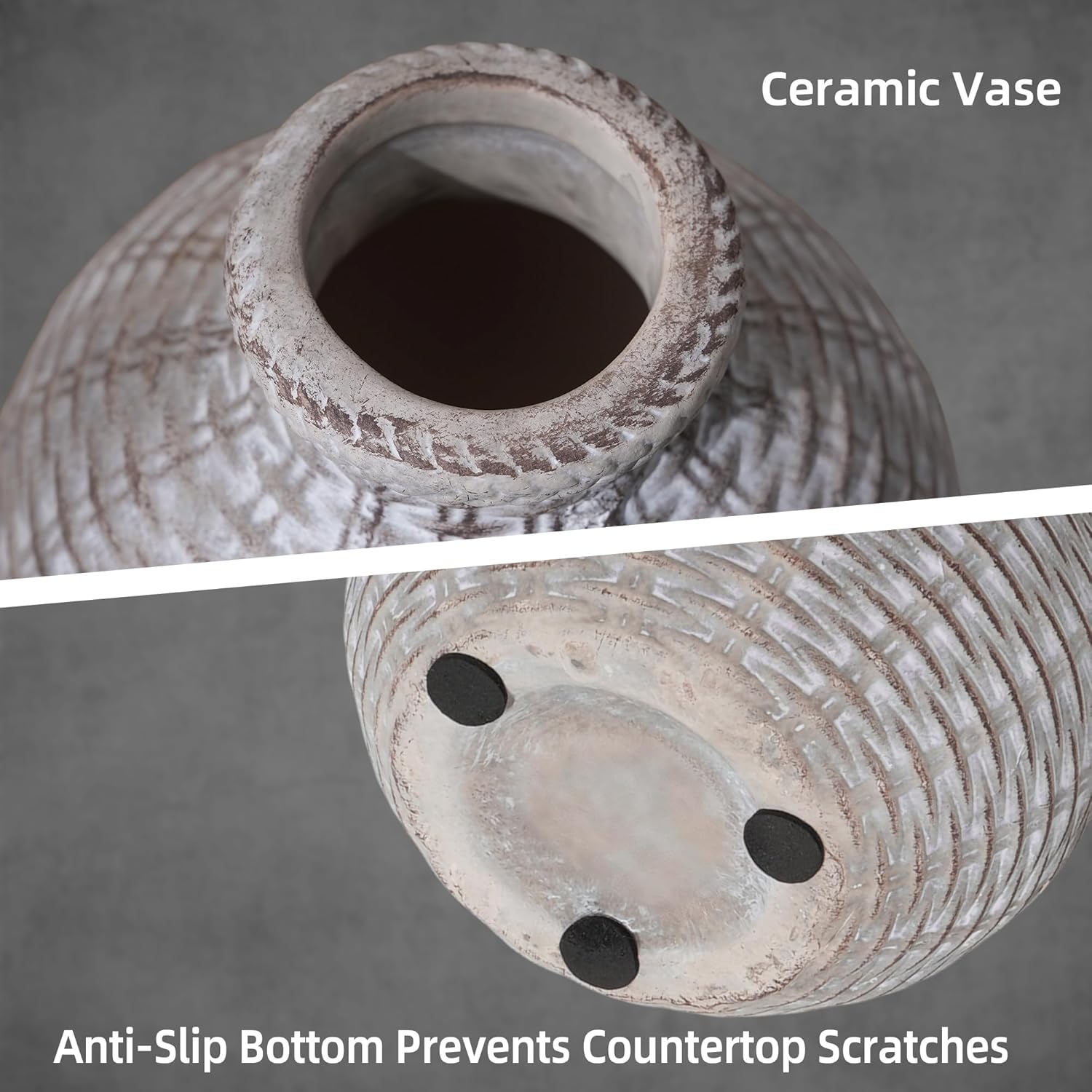 Flower Vase 6.5" Ceramic Vase Small Flower Vases Vases Rustic Vase Home Decor / White / Set of 2