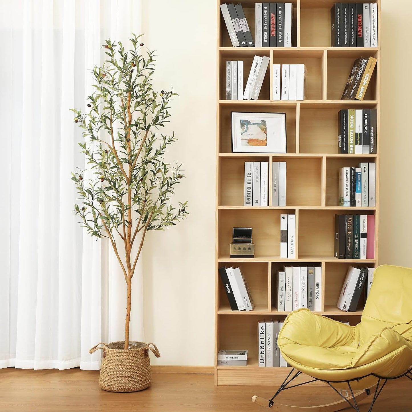 Wood Branches / Artificial Olive Tree Tall Faux Silk Plant / 7ft / 7 Inch