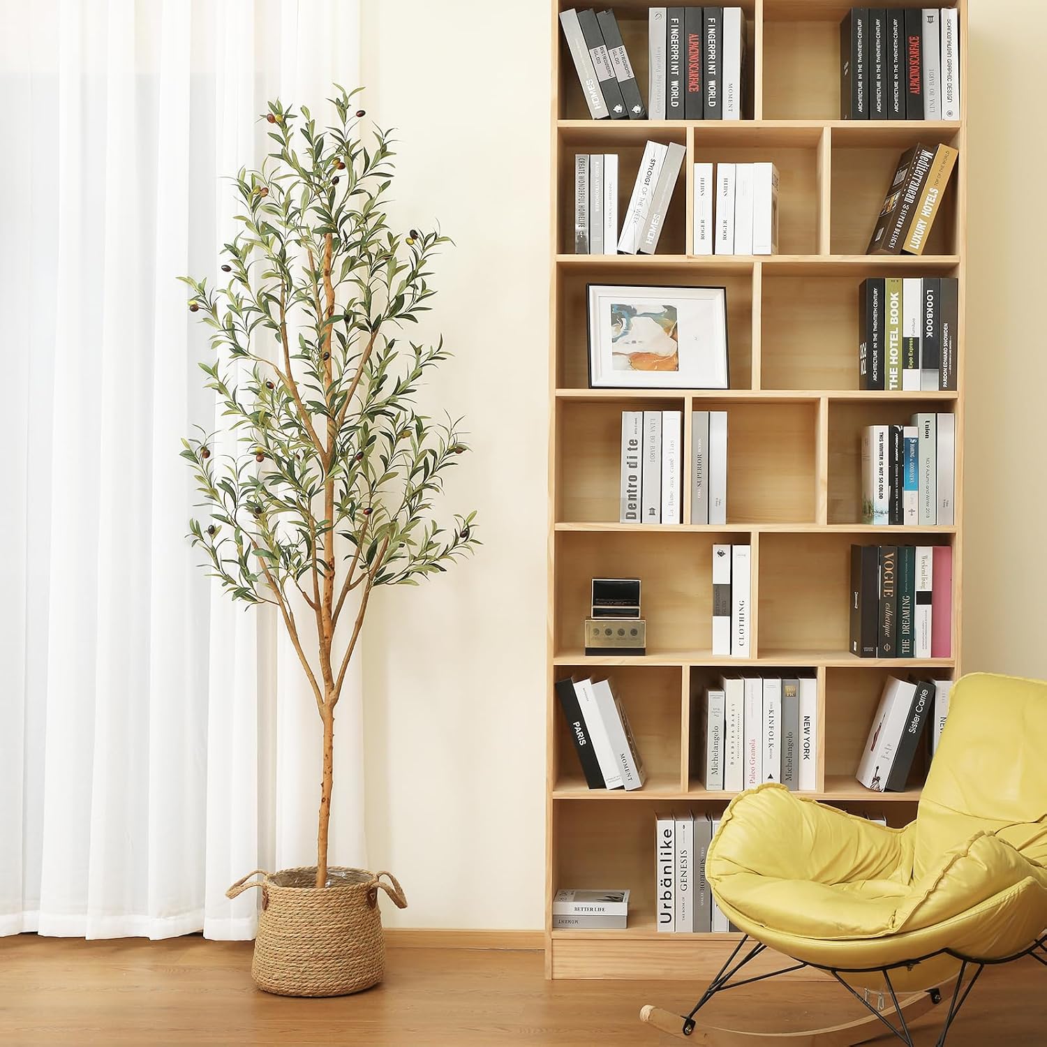 Wood Branches / Artificial Olive Tree Tall Faux Silk Plant / 7ft / 7 Inch