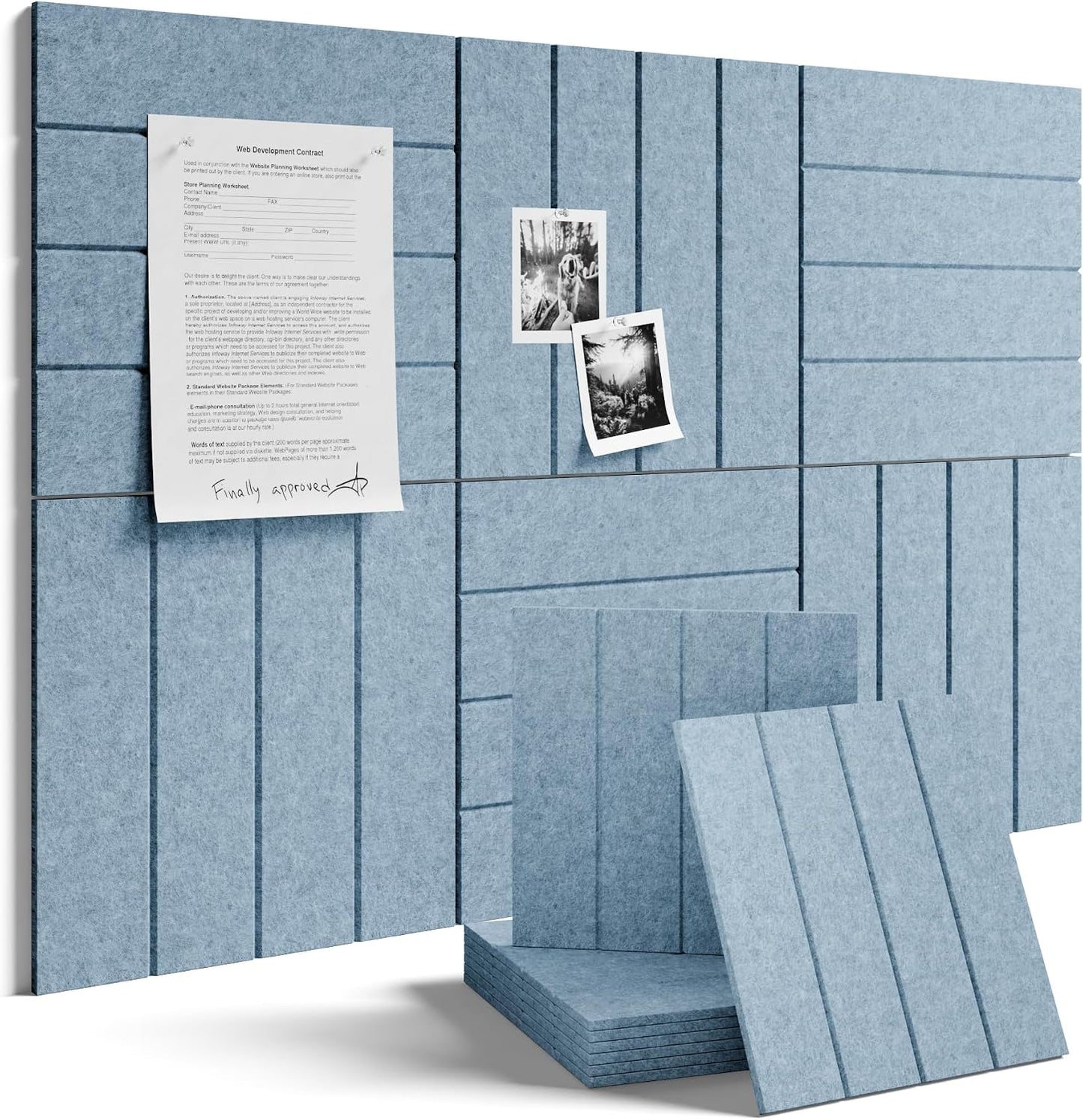 Fluxynara 36" x 24" Large Felt Bulletin Board, Dusty Blue