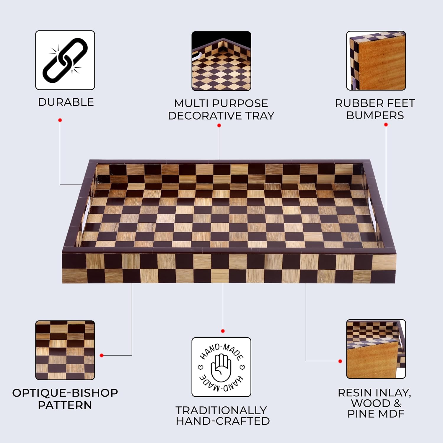 Checkered Decorative Tray / 11 x 17 / Bishop
