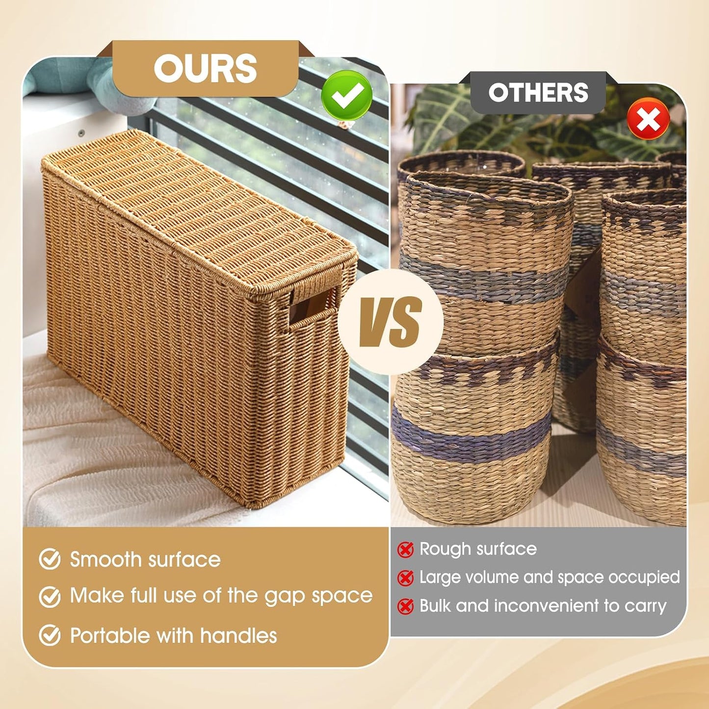 Narrow and Tall Storage Box Woven Storage Basket / S