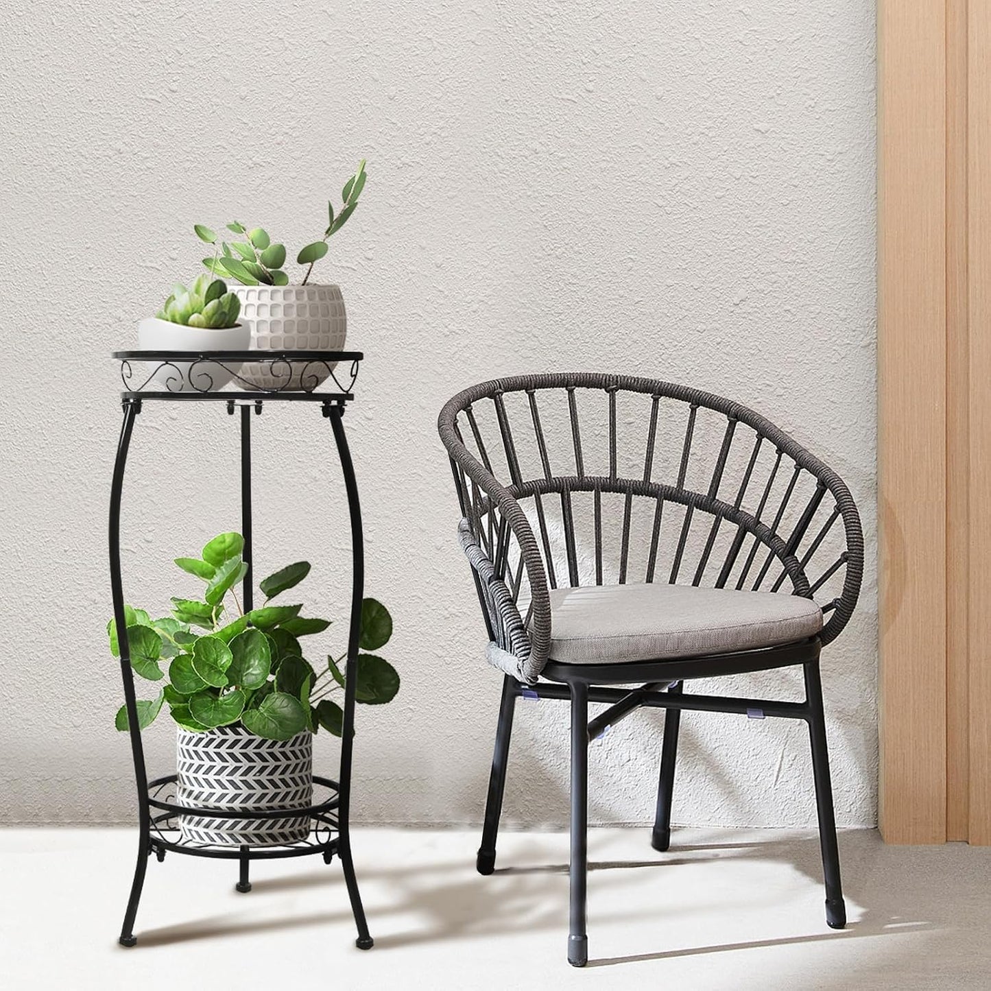 Plant Stand Indoor Outdoor 2 Tier 27" Tall Metal Potted Holder Rack Flower Pot Stand Heavy Duty Plant Shelf Rustproof
