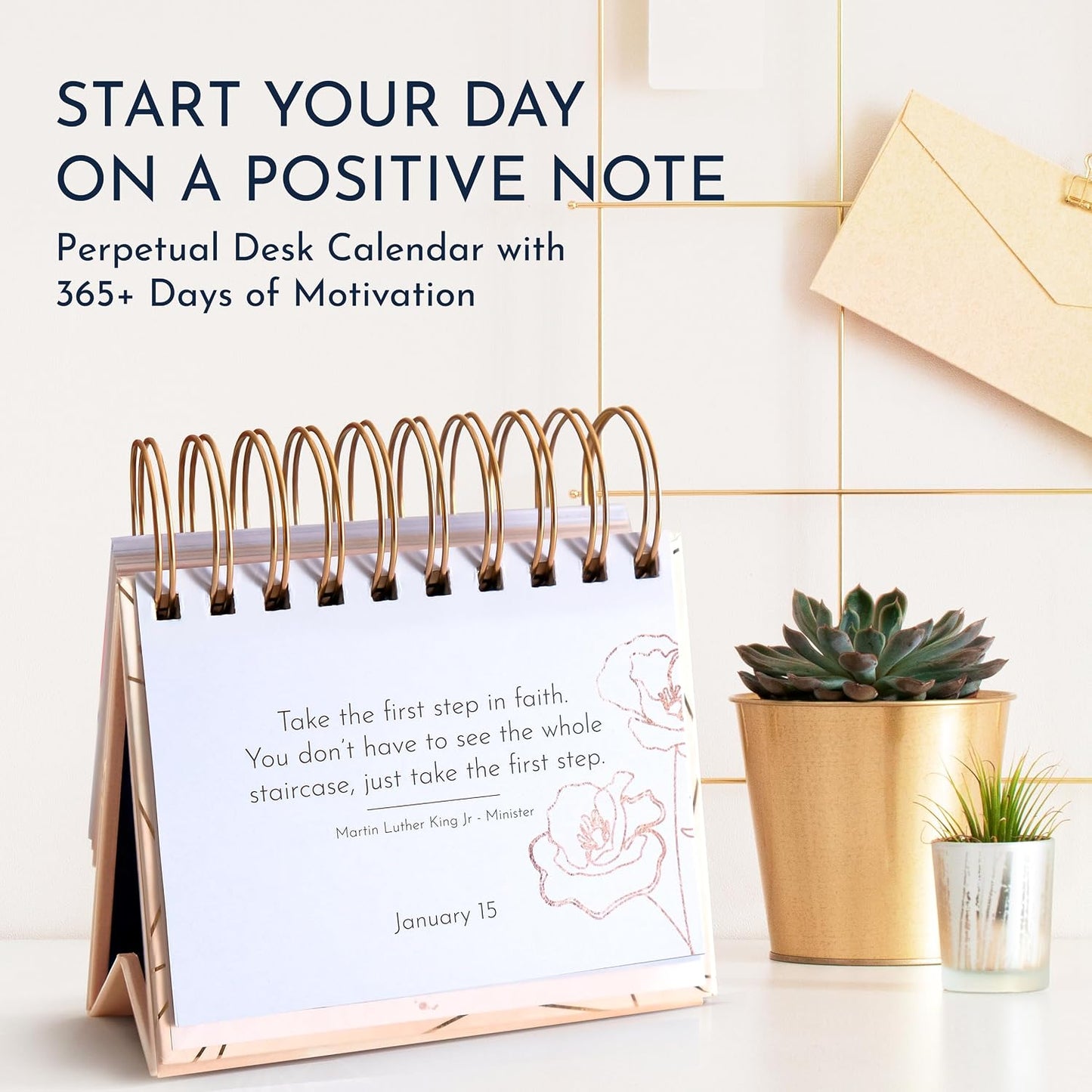 Motivational Desk Flip Calendar with 366 Daily Affirmations, Gift for Women | Inspirational Perpetual Desk Calendar