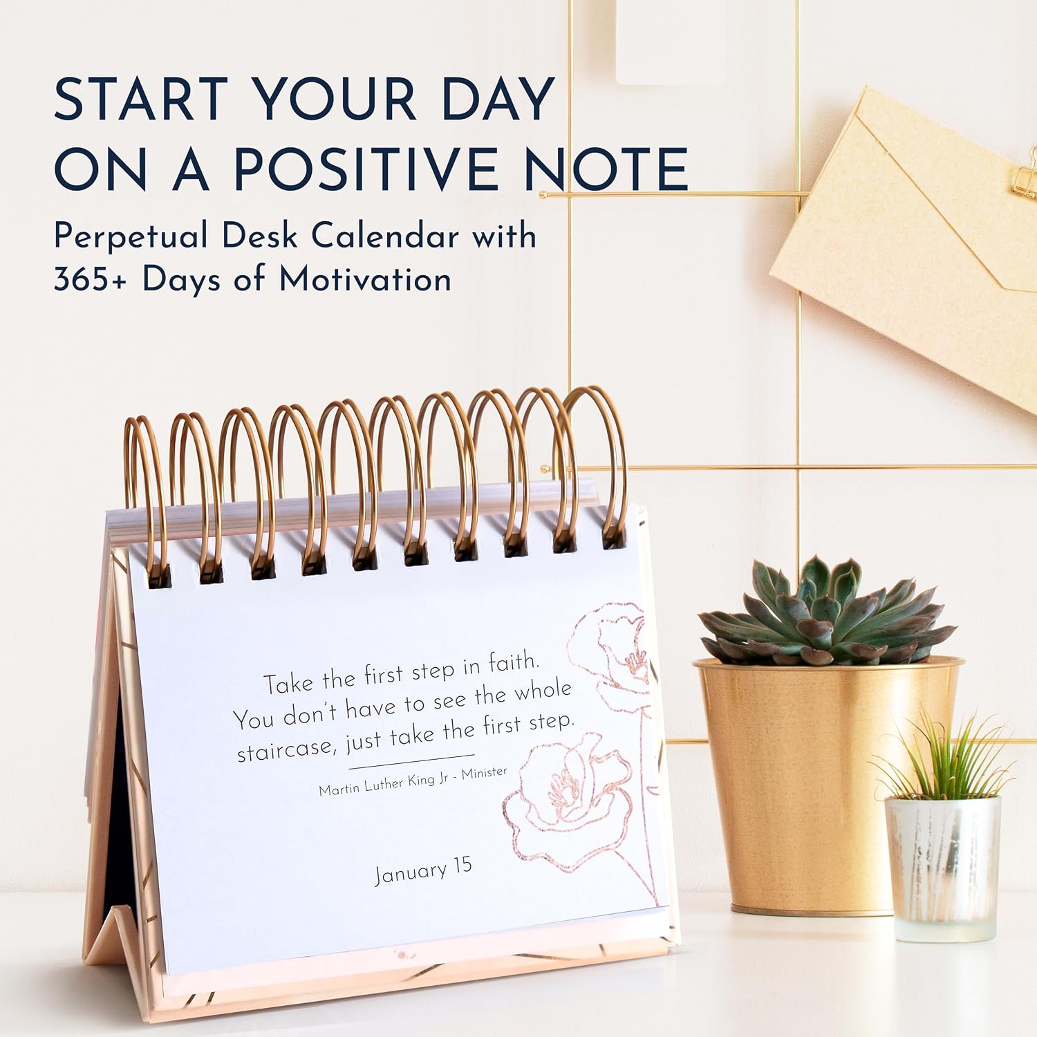 Motivational Desk Flip Calendar with 366 Daily Affirmations, Gift for Women | Inspirational Perpetual Desk Calendar