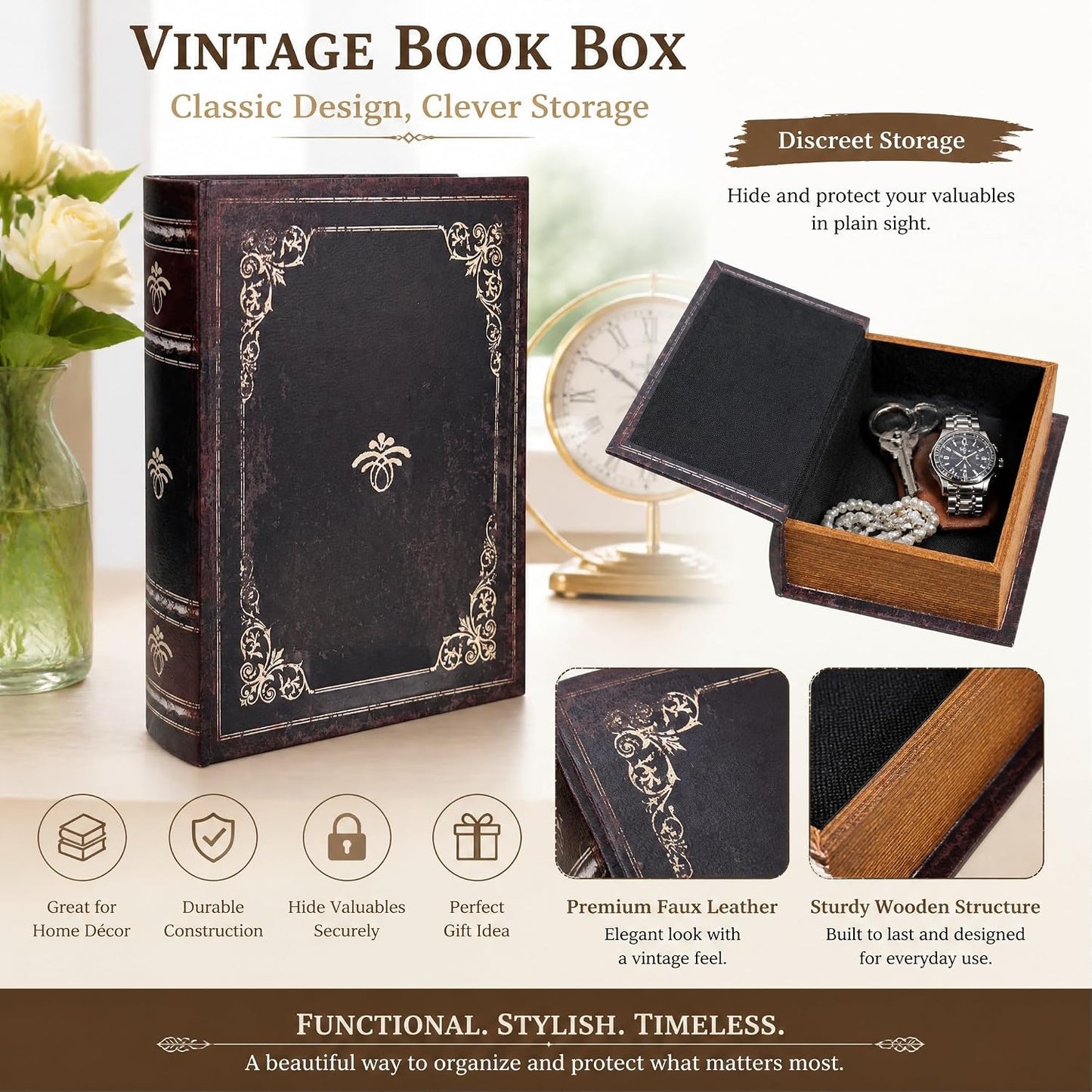 Wooden Decorative Book Box