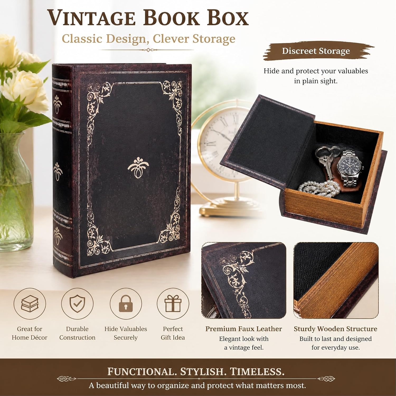 Wooden Decorative Book Box