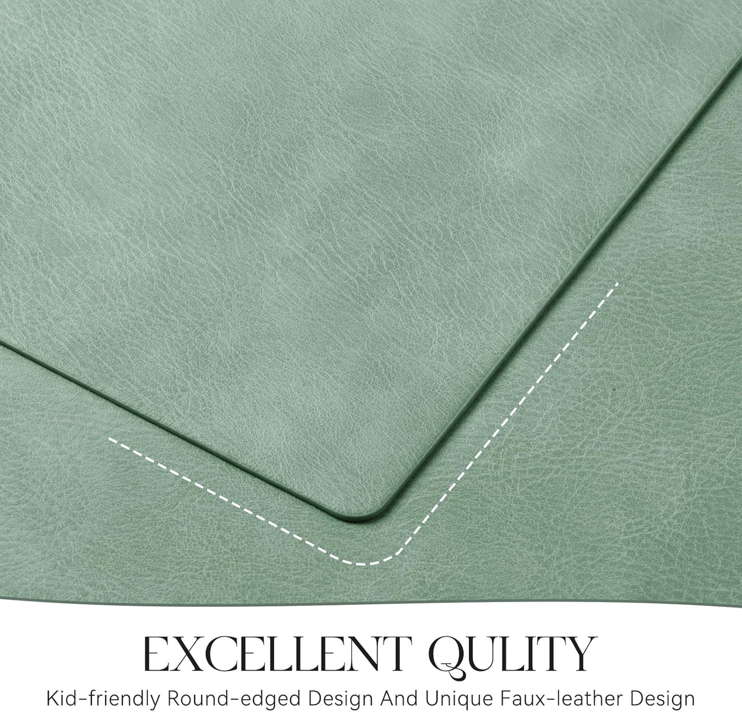 MOSAYT Vinyl Placemats Set of 12-12 X 17 Inch - Faux Leather 100% Waterproof Oil-Proof Wipeable PU Place Mats, Heat