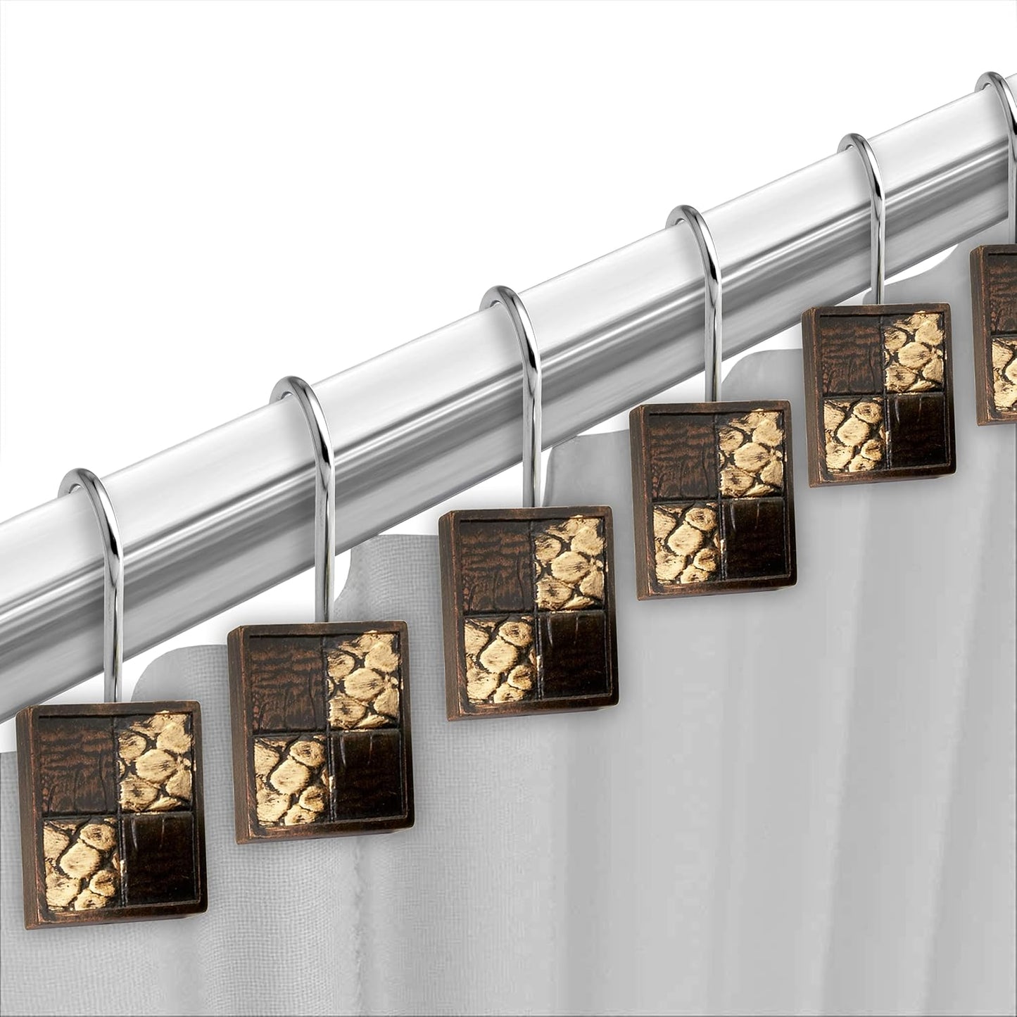 Zahari Home 13pc Zambia Animal Shower Curtain Set & Hooks - Classic Fabric Shower Curtain - Unique Western Country