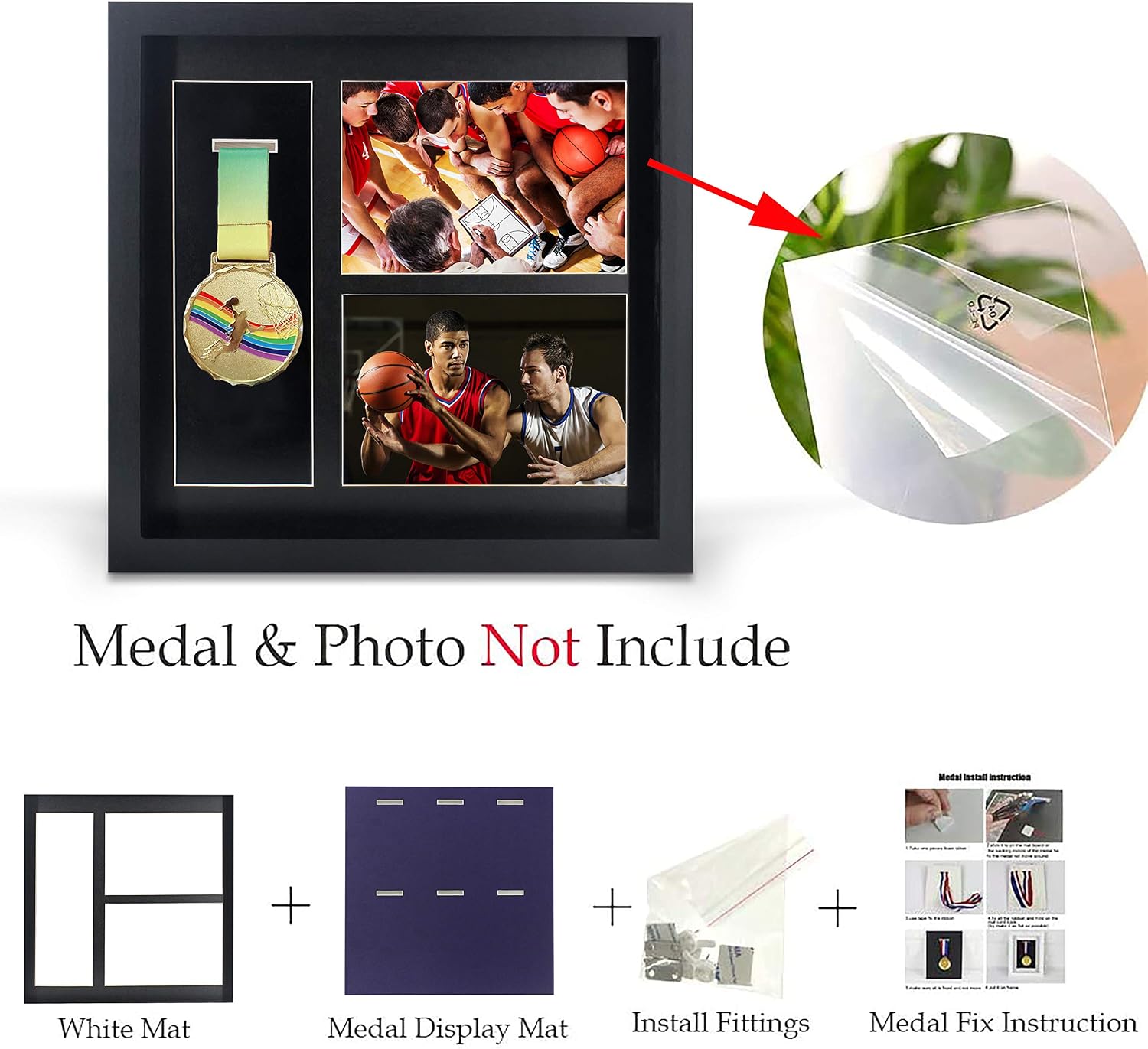 Iheipye Large Medals Display Shadow Box - 6 Medal Display case - Perfect Medal Display for War Military, Runners