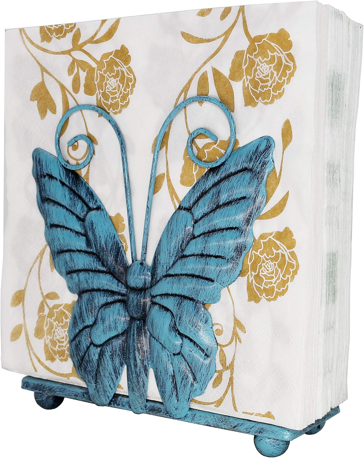 Metal Butterfly Shaped Napkin Holder / Turquoise