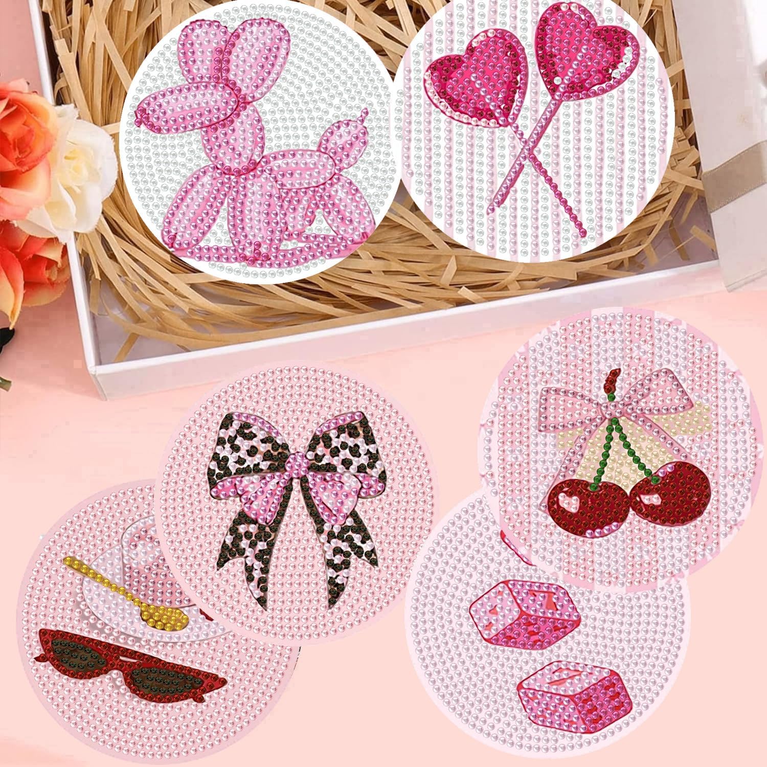 Holder Cork Pads / Pink / Set of 8