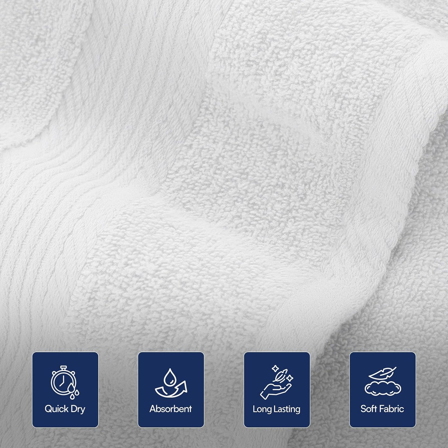 Linteum Textile Supply Premium 16x27 Inch White Hand Towel – 100% Cotton Zero Twist Towels | Absorbent, Quick Dry
