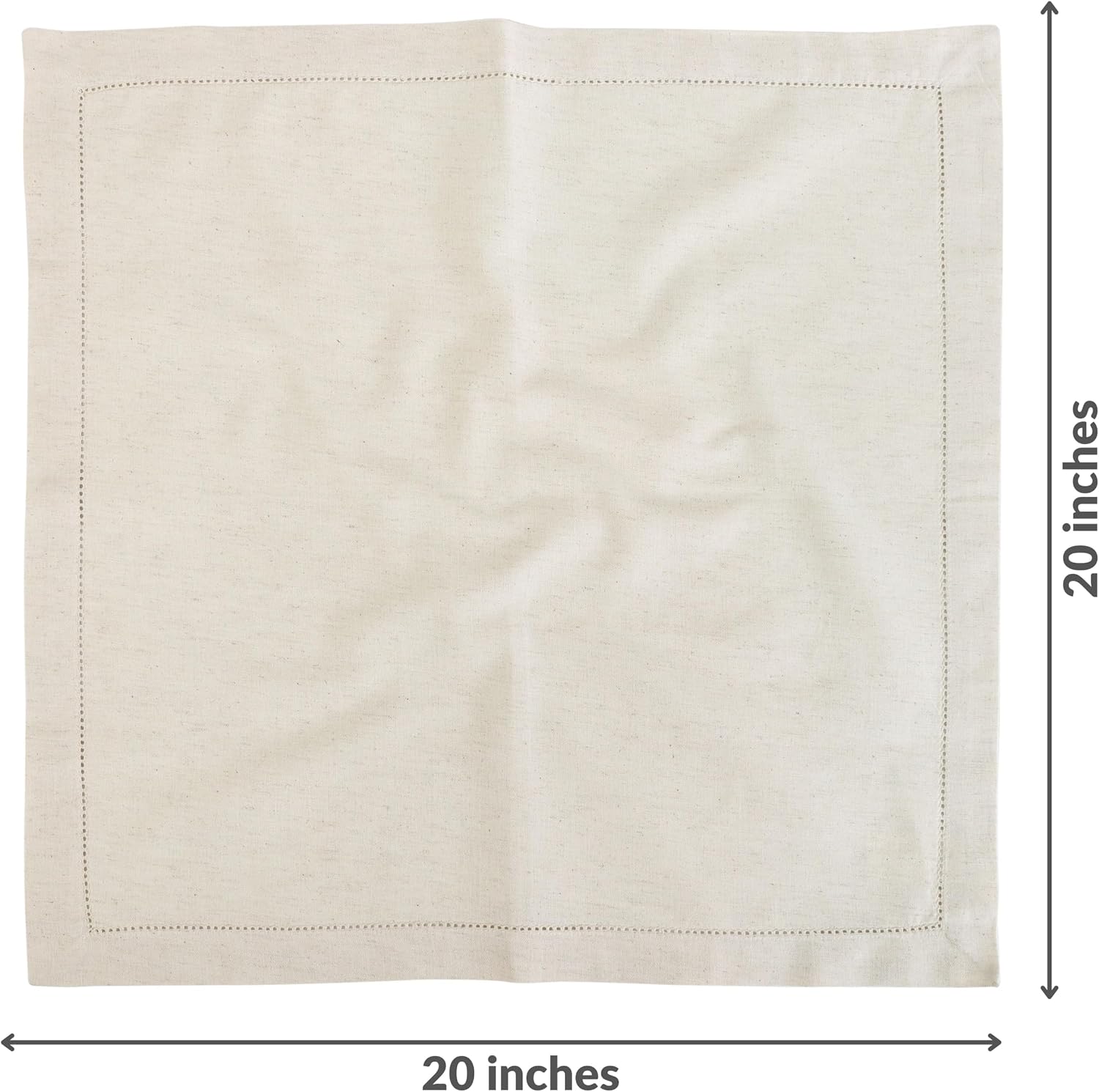FINGERCRAFT Hemstitch Cloth Napkin Cotton, 20x20 Inch, 12 Pack, Ivory | Premium high GSM cotton, large size & generous