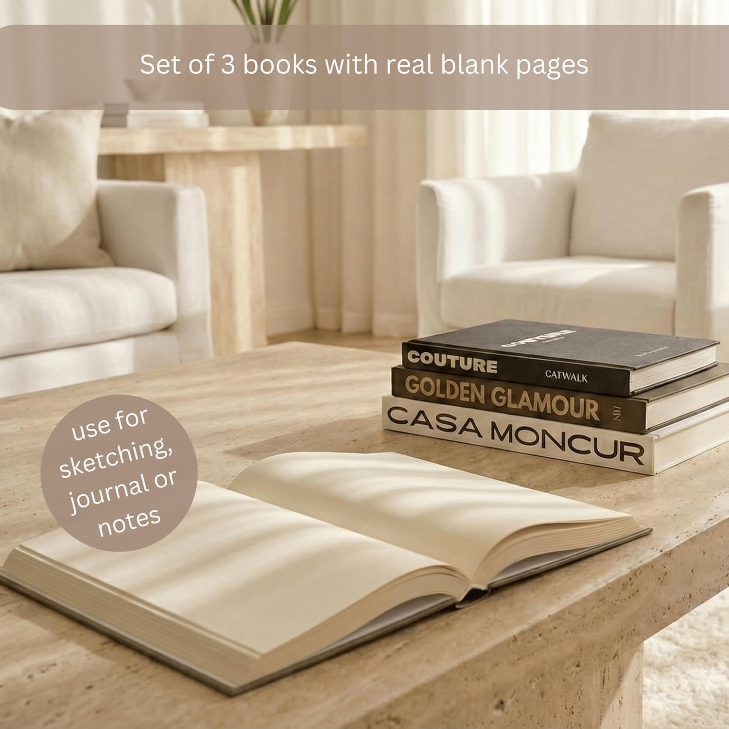 Faux Books for Modern Home Decoration / Black and White / Set of 3